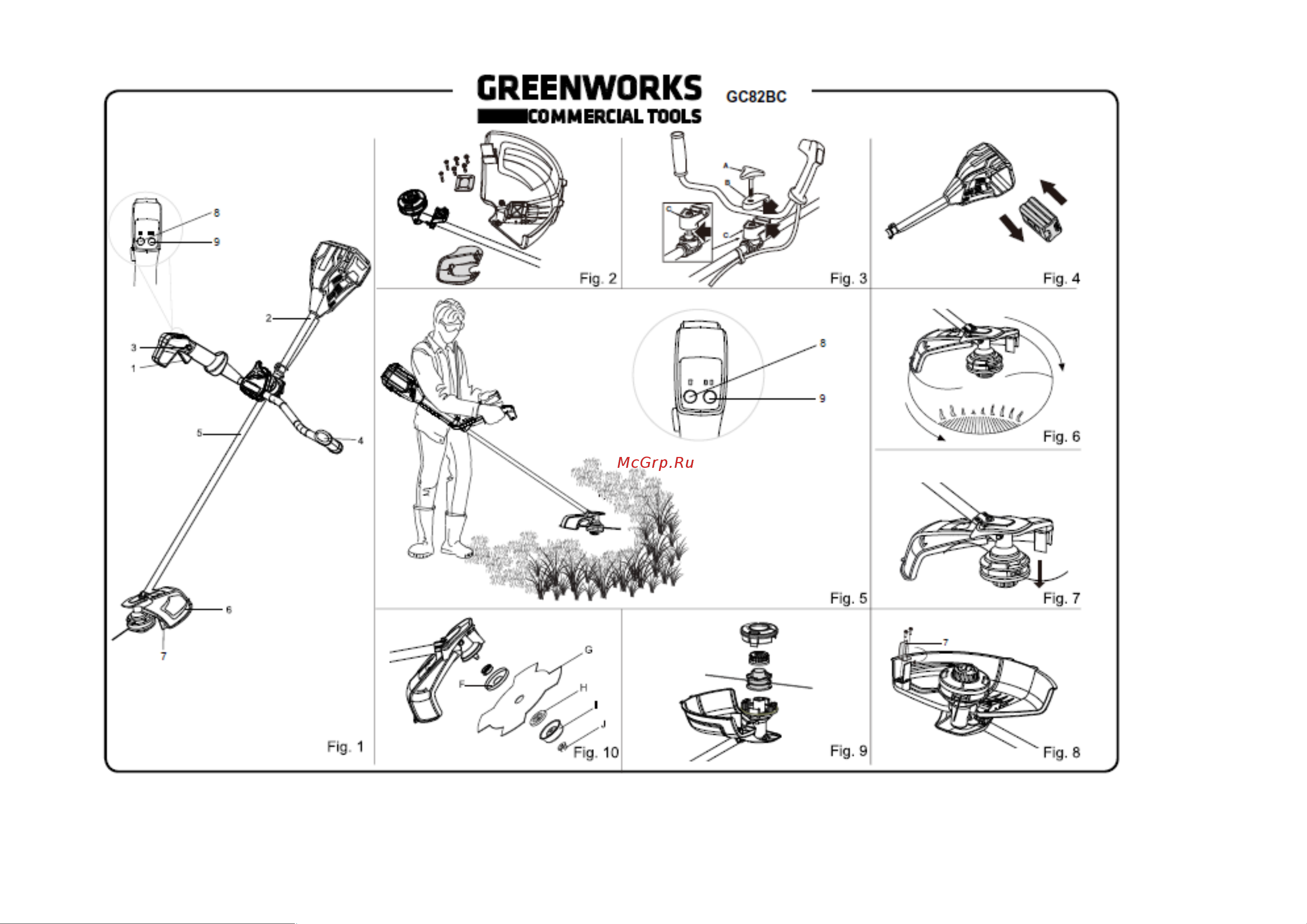 Greenworks GC82BCBK25 Руководство по эксплуатации онлайн