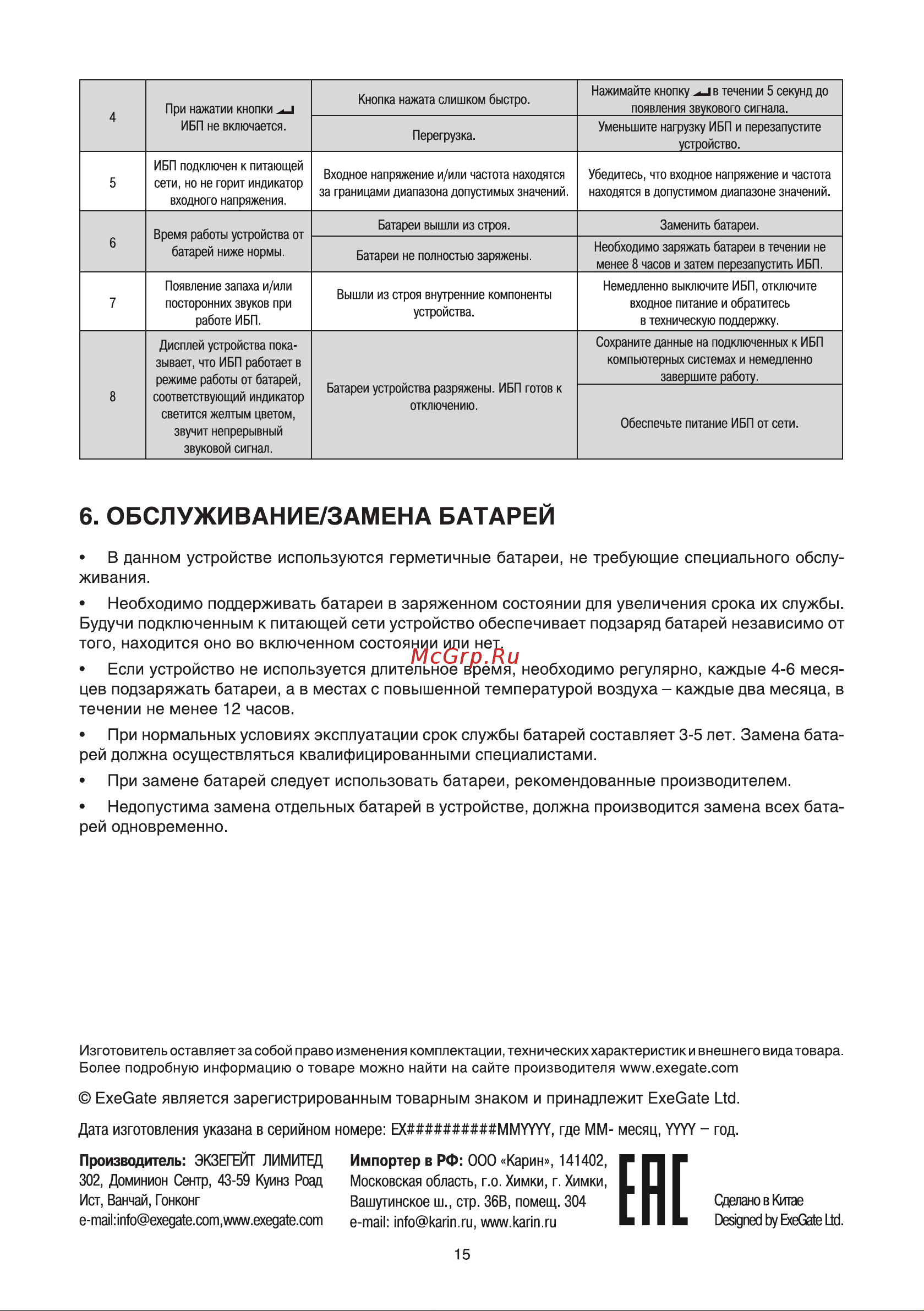 ExeGate PowerExpert ULS-3000.LCD.AVR.1SH.2C13.USB.RS232 . Руководство по эксплуатации онлайн [16/16] 877643
