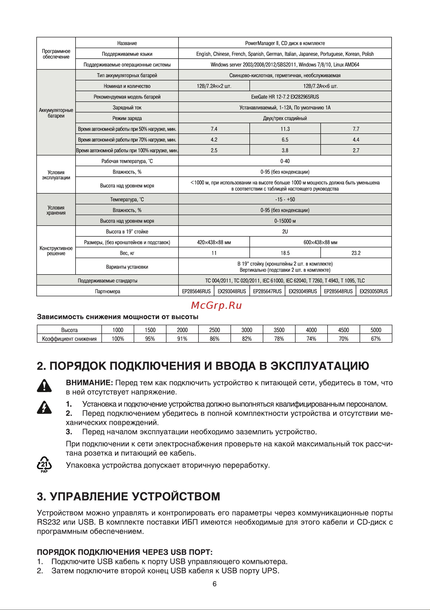 ExeGate PowerExpert ULS-2000.LCD.AVR.C13.USB.RS232.SNMP.2 Руководство по эксплуатации онлайн [7/16] 877642