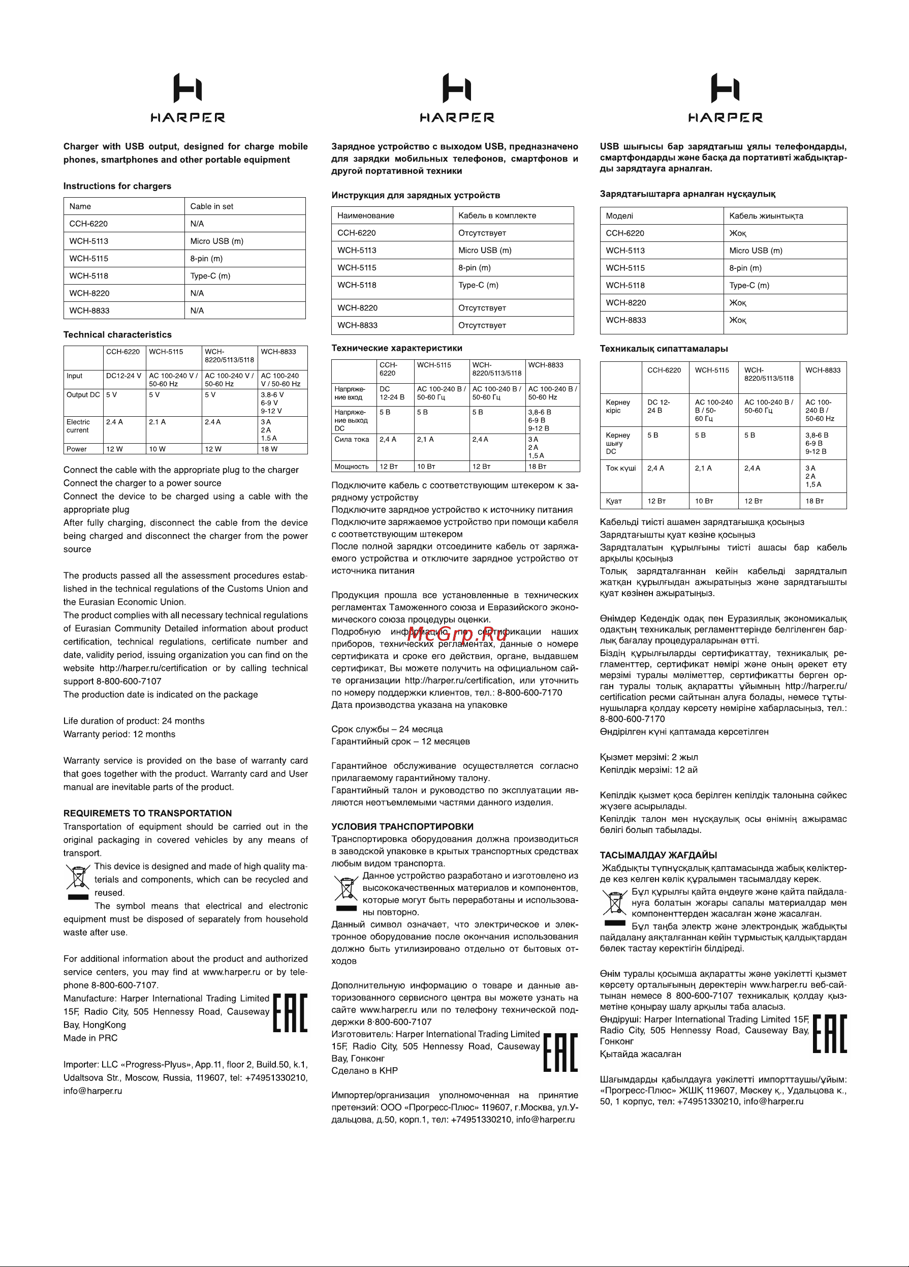 Harper WСH-5113 Руководство по эксплуатации онлайн [2/2] 878207