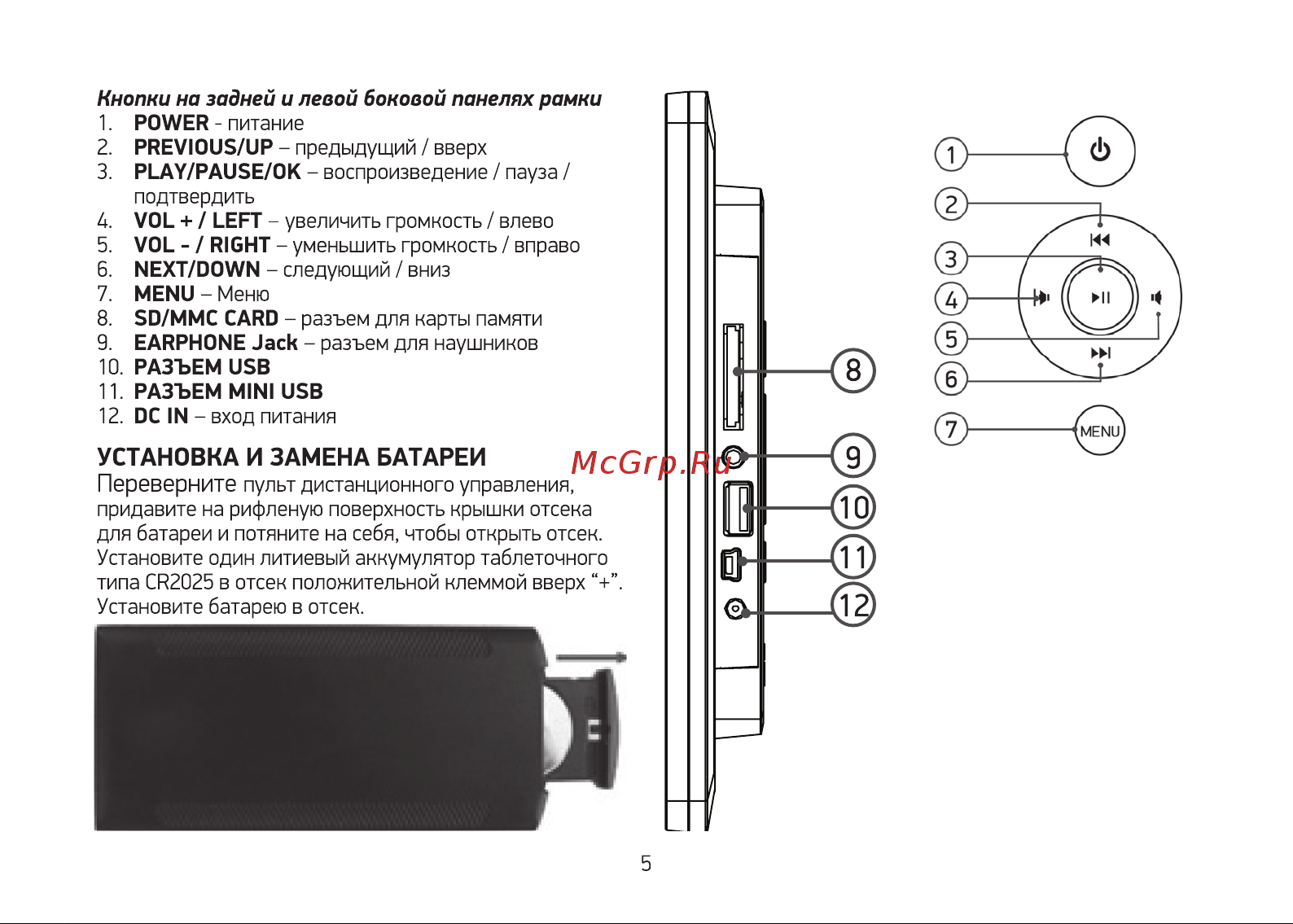 Digma PF-1100 IPS Руководство по эксплуатации онлайн [5/12] 878822
