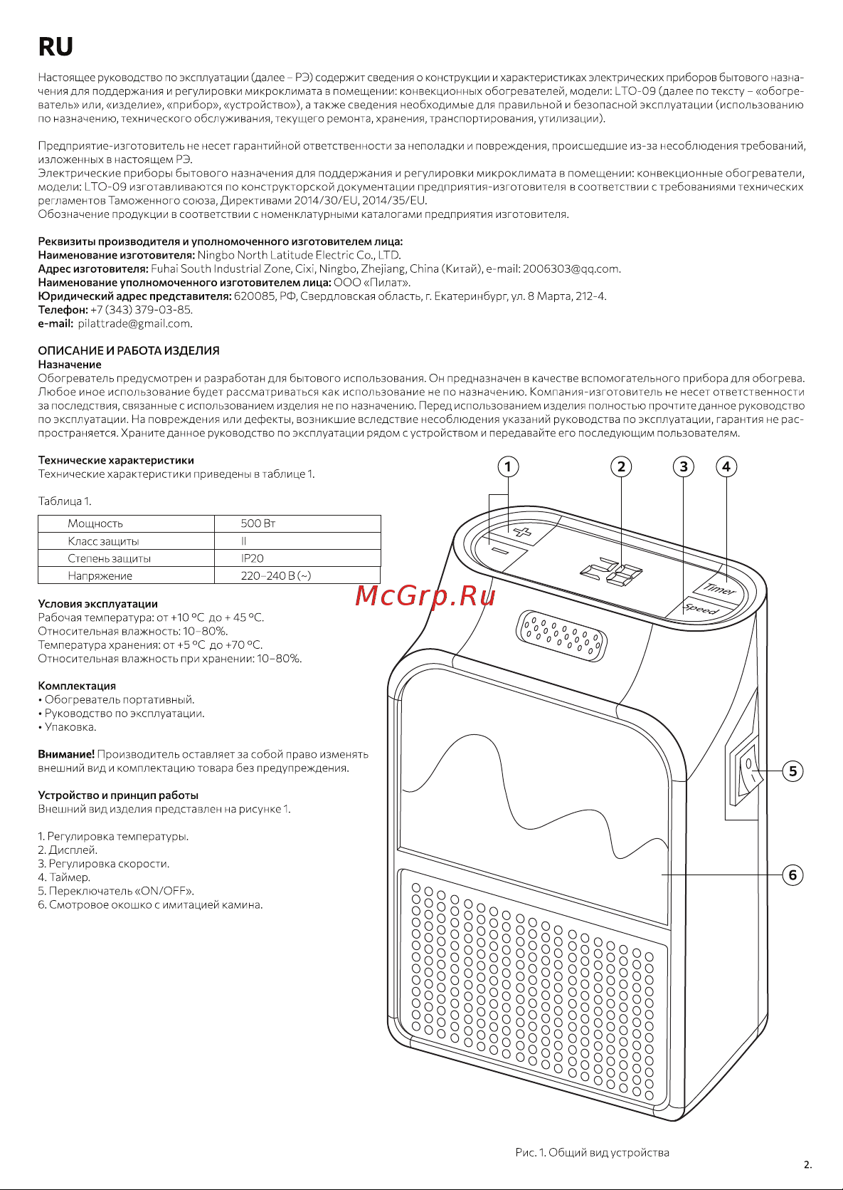 Luazon Home LTO-09 (9829414) Руководство по эксплуатации онлайн [2/4] 878867