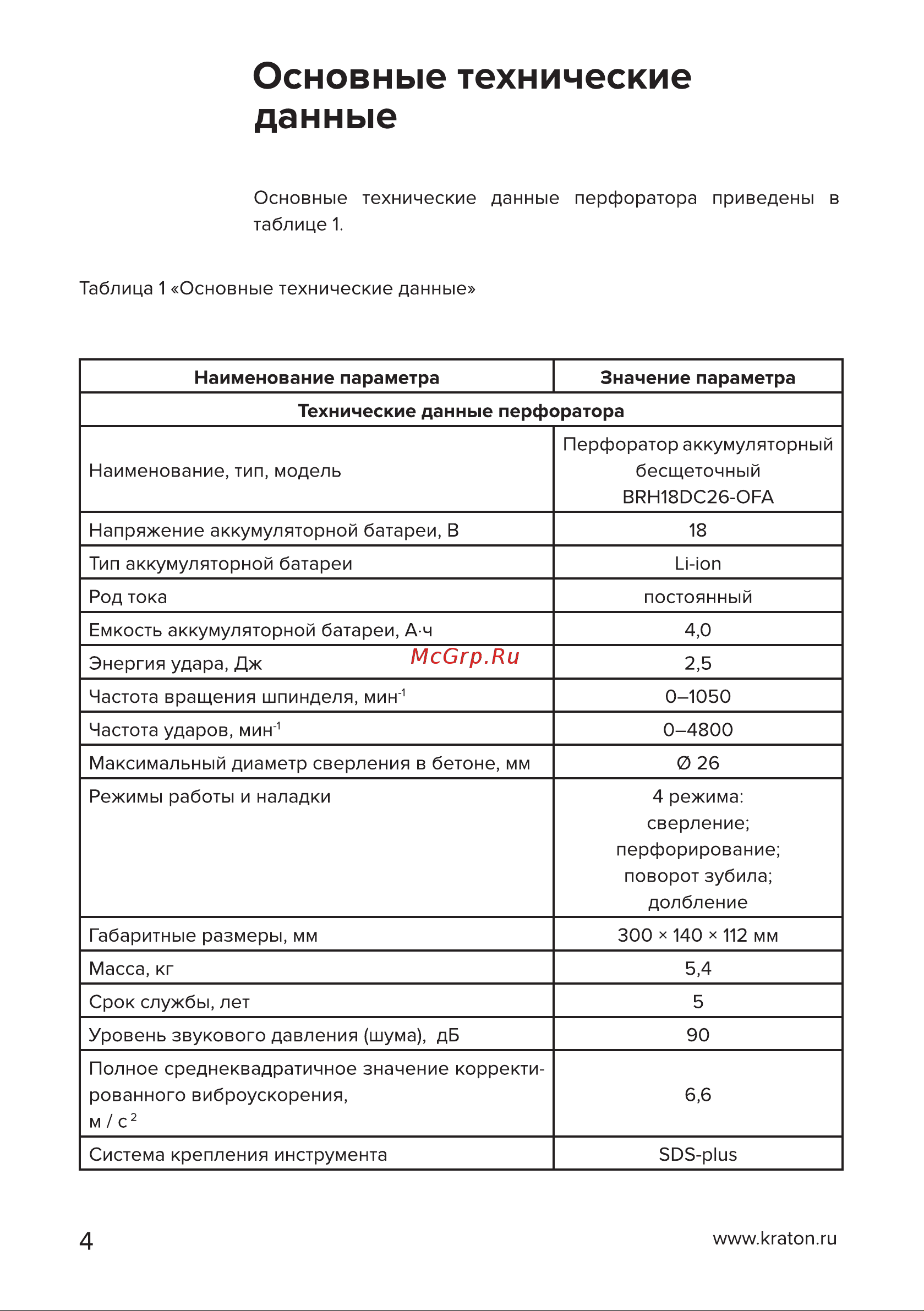Кратон BRH18DC26-OFA Руководство по эксплуатации онлайн [4/38] 879204
