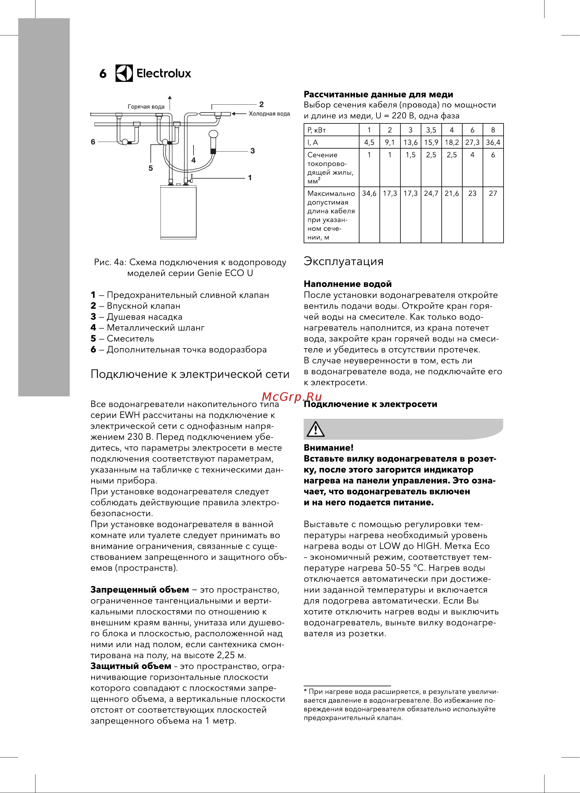 Electrolux EWH 10 Genie ECO U Руководство по эксплуатации онлайн [6/32] 879260