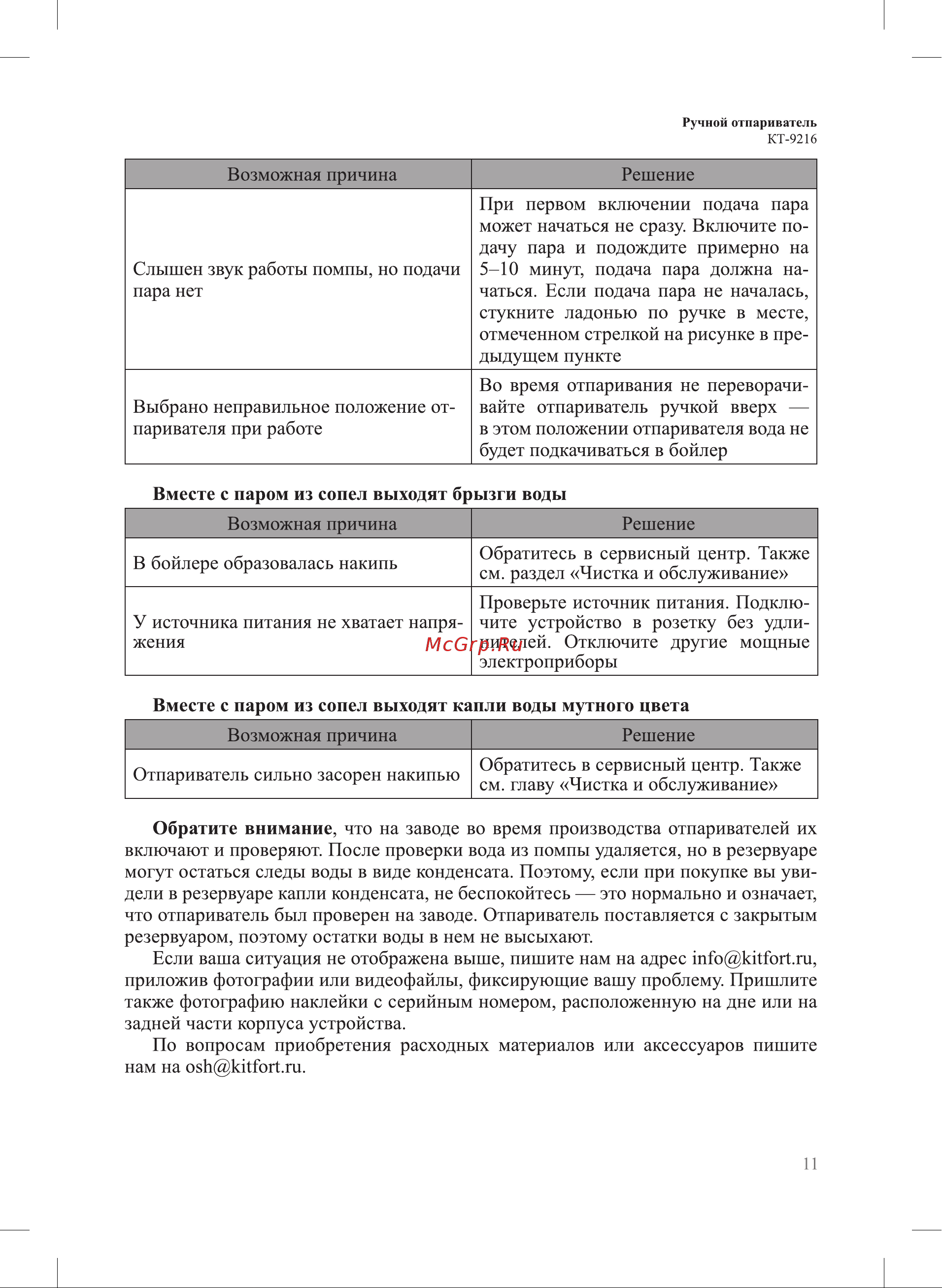 Kitfort КТ-9216 Руководство по эксплуатации онлайн [11/16] 879939