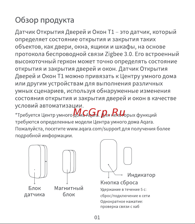 Aqara T1 DW-S03D Руководство по эксплуатации онлайн [2/7] 899432
