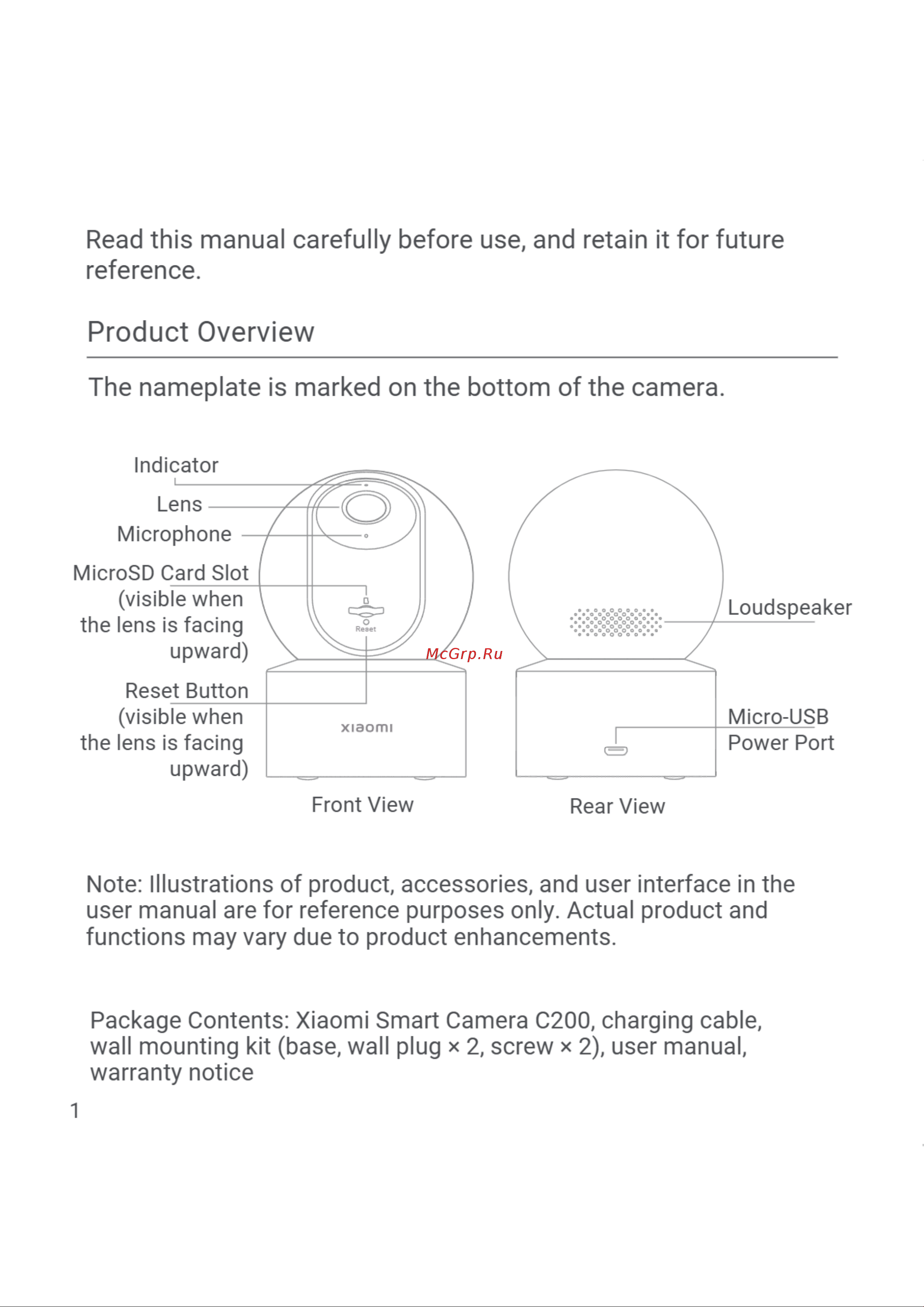 Xiaomi Smart Camera C200 MJSXJ14CM Руководство по эксплуатации онлайн [2/11] 880125