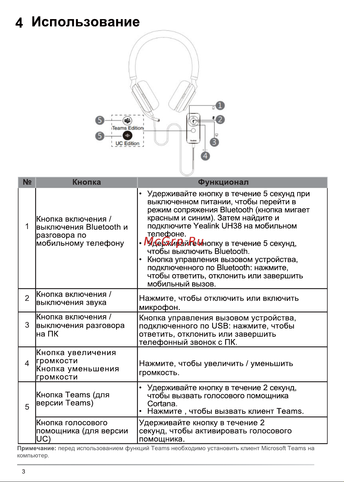 Yealink UH38 Dual UC BAT Руководство по эксплуатации онлайн [4/6] 880244
