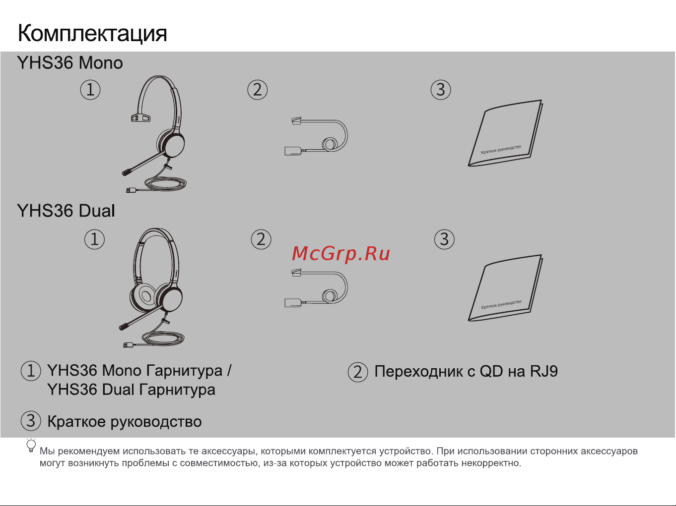 Yealink YHS36 Dual Руководство по эксплуатации онлайн [2/6] 880248