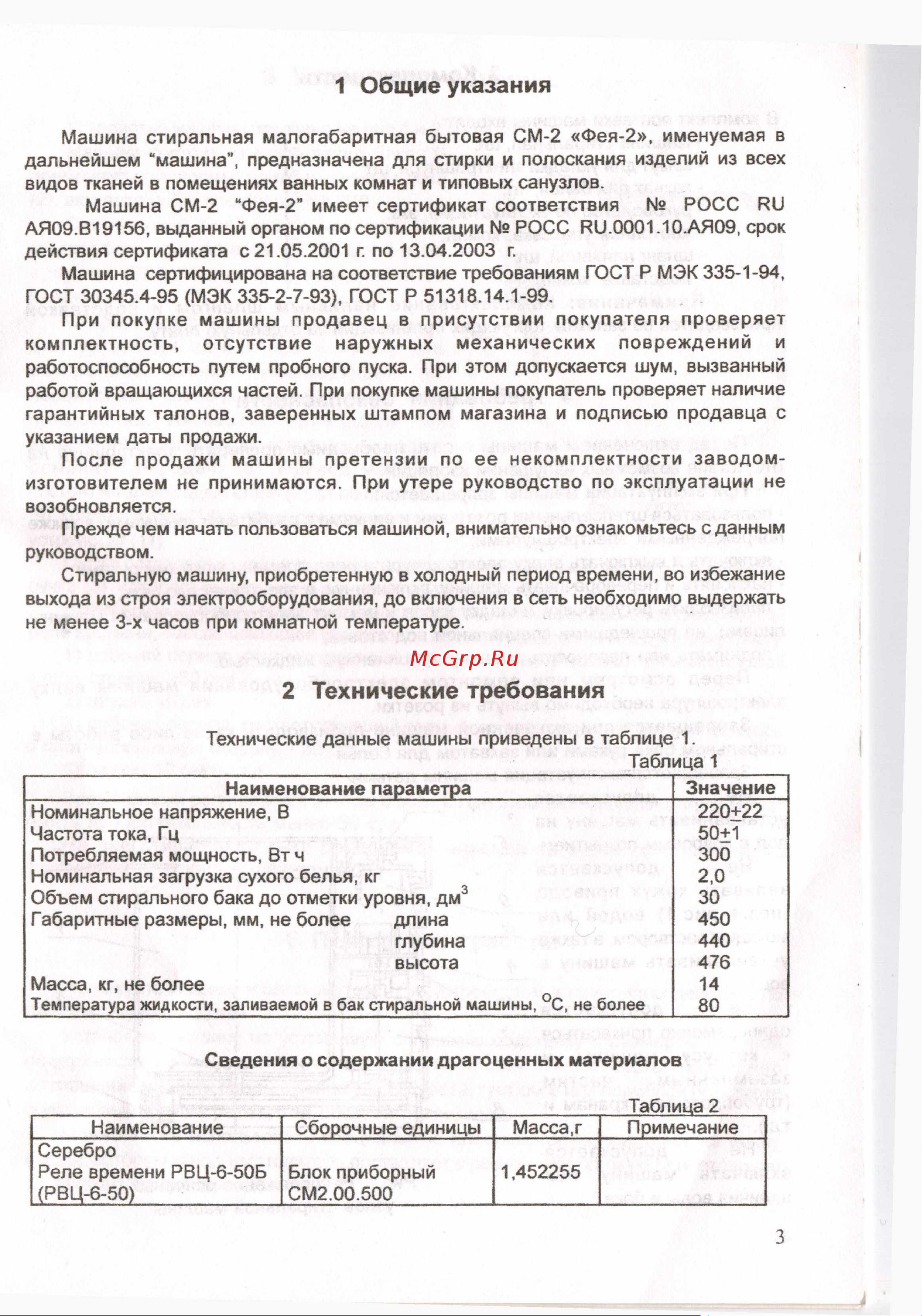 Фея СМ-2 Руководство по эксплуатации онлайн [3/15] 880405