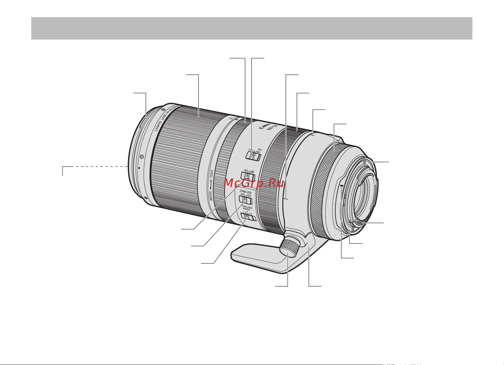 Canon RF 100-500 mm F4.5-7.1 L IS USM Руководство по эксплуатации онлайн [5/21] 880935