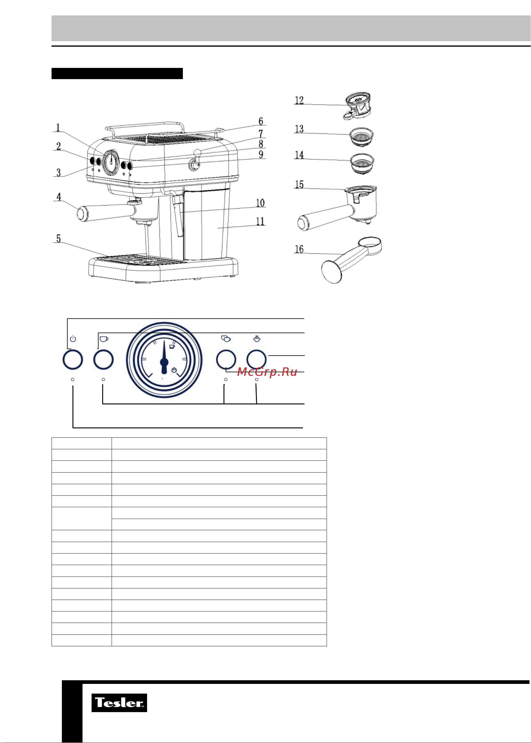 Tesler ECM-245 Grey Руководство по эксплуатации онлайн [6/18] 882096