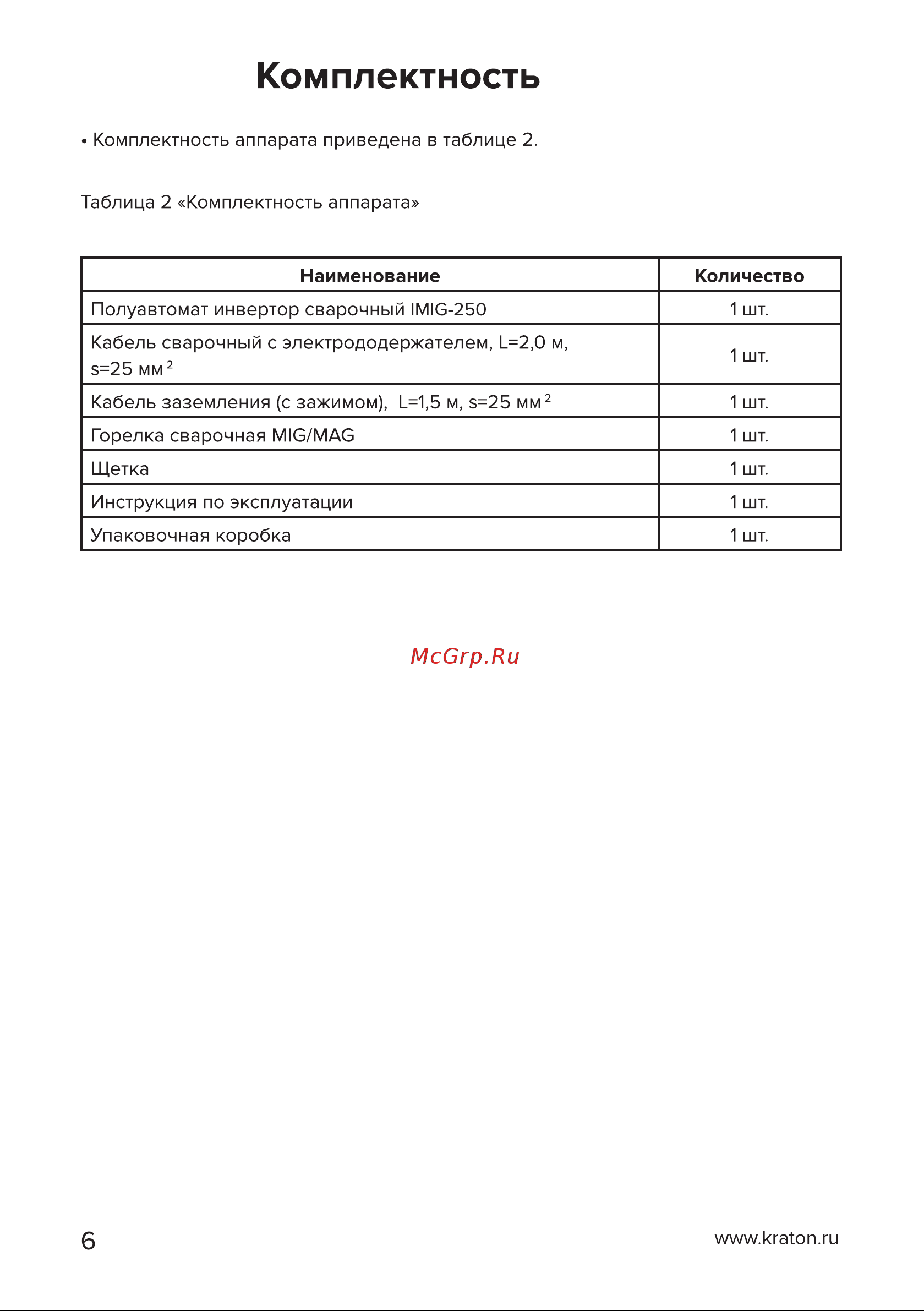 Кратон IMIG-250 Руководство по эксплуатации онлайн [6/54] 882165