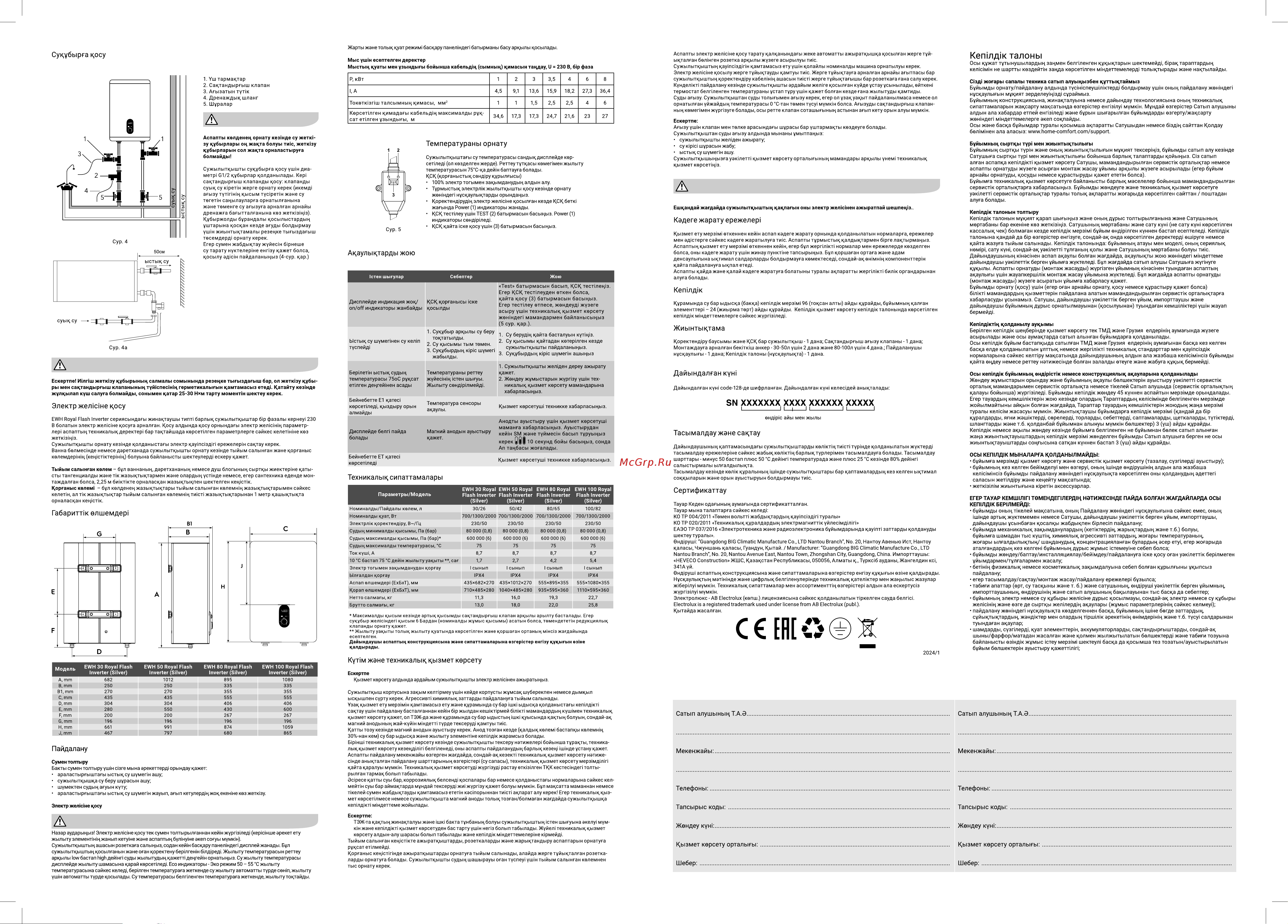 Electrolux EWH 50 Royal Flash Inverter Руководство по эксплуатации онлайн [4/4] 882464