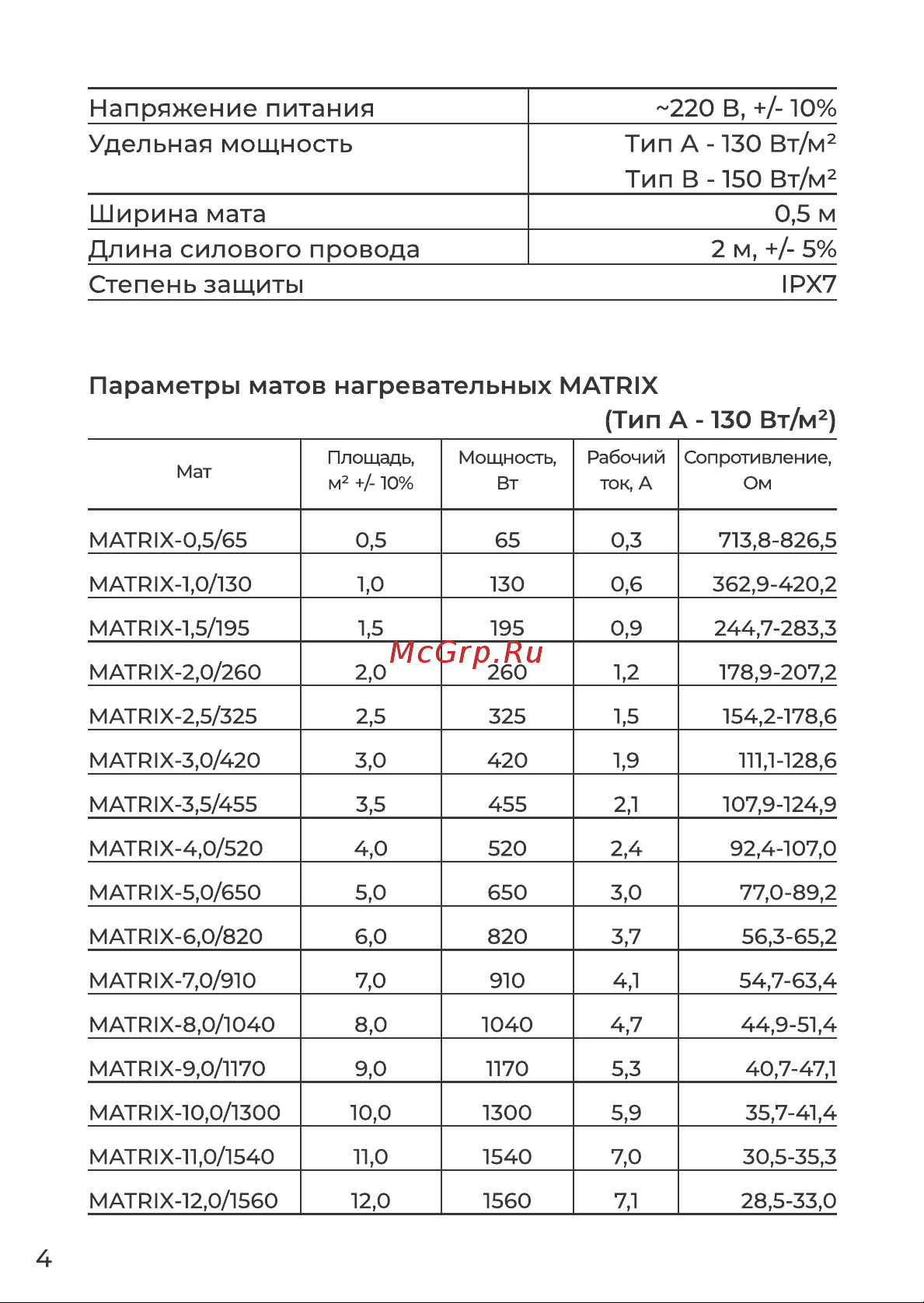 Grandeks MATRIX - 08,0 / 1200 Руководство по эксплуатации онлайн [4/20] 882792