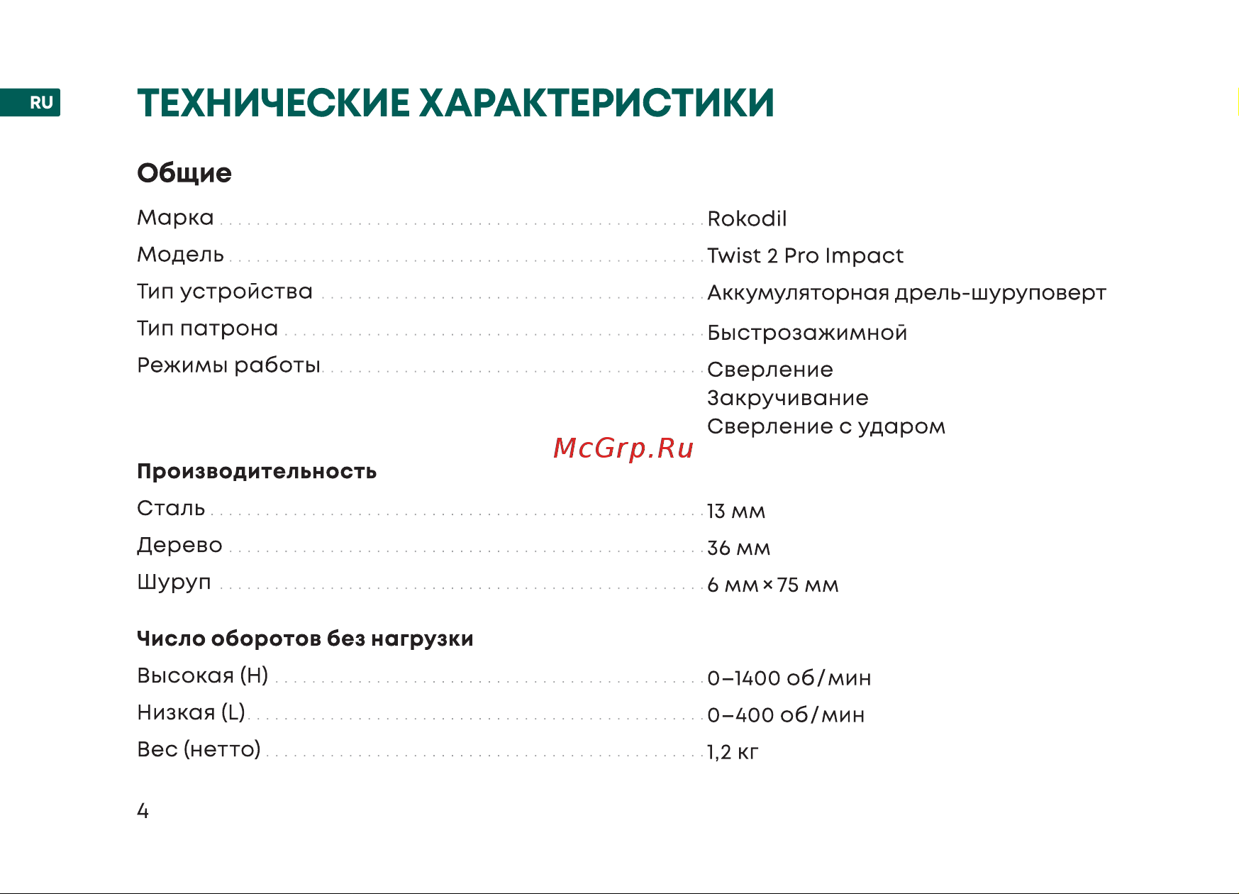 Rokodil Twist 2 Pro Impact (set 2) Руководство по эксплуатации онлайн [4/36] 882813