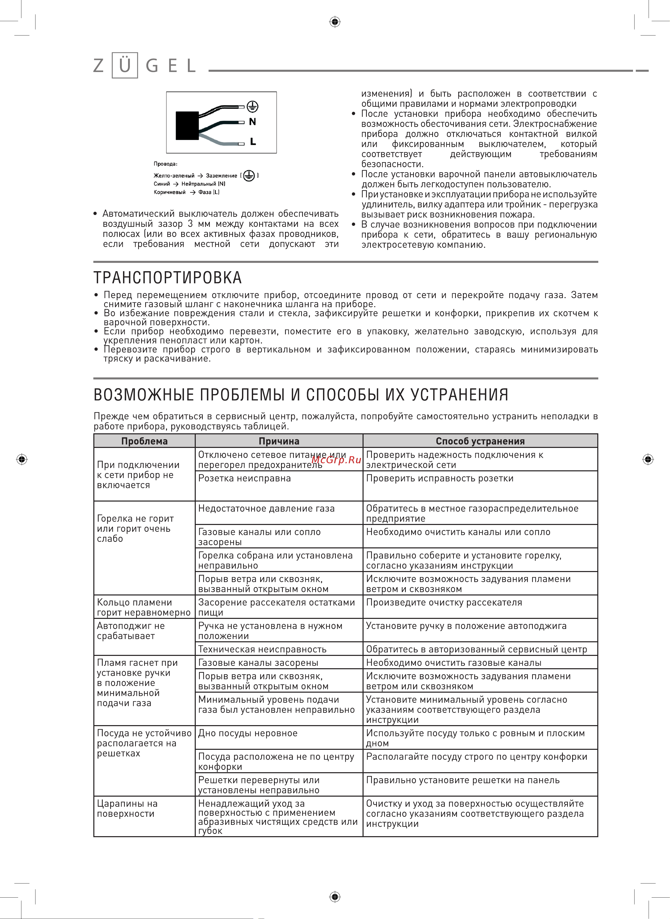 ZUGEL ZGH603B Руководство по эксплуатации онлайн [11/13] 883677