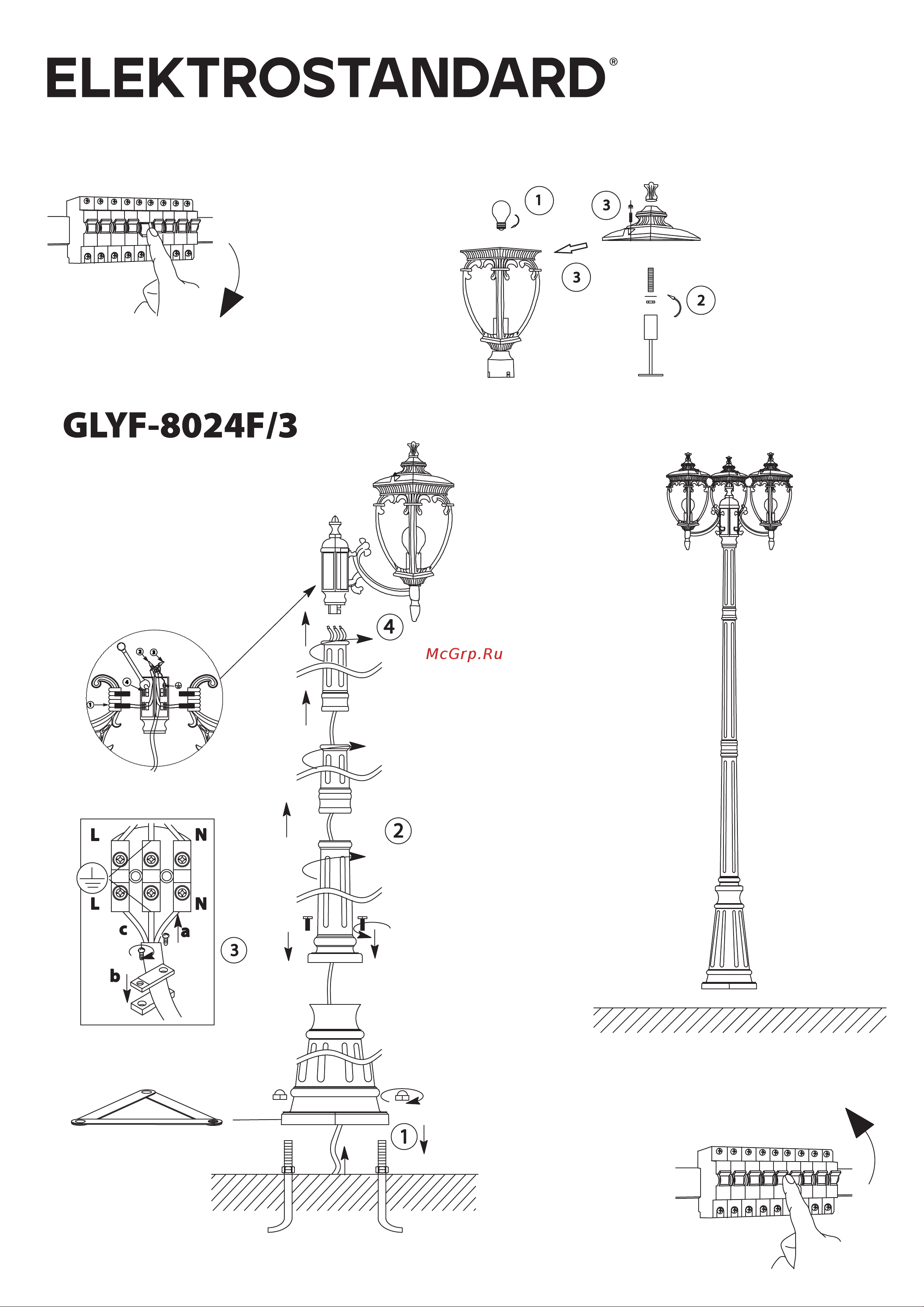 Elektrostandard GLYF-8024F/3 Andromeda черное золото Руководство по эксплуатации онлайн