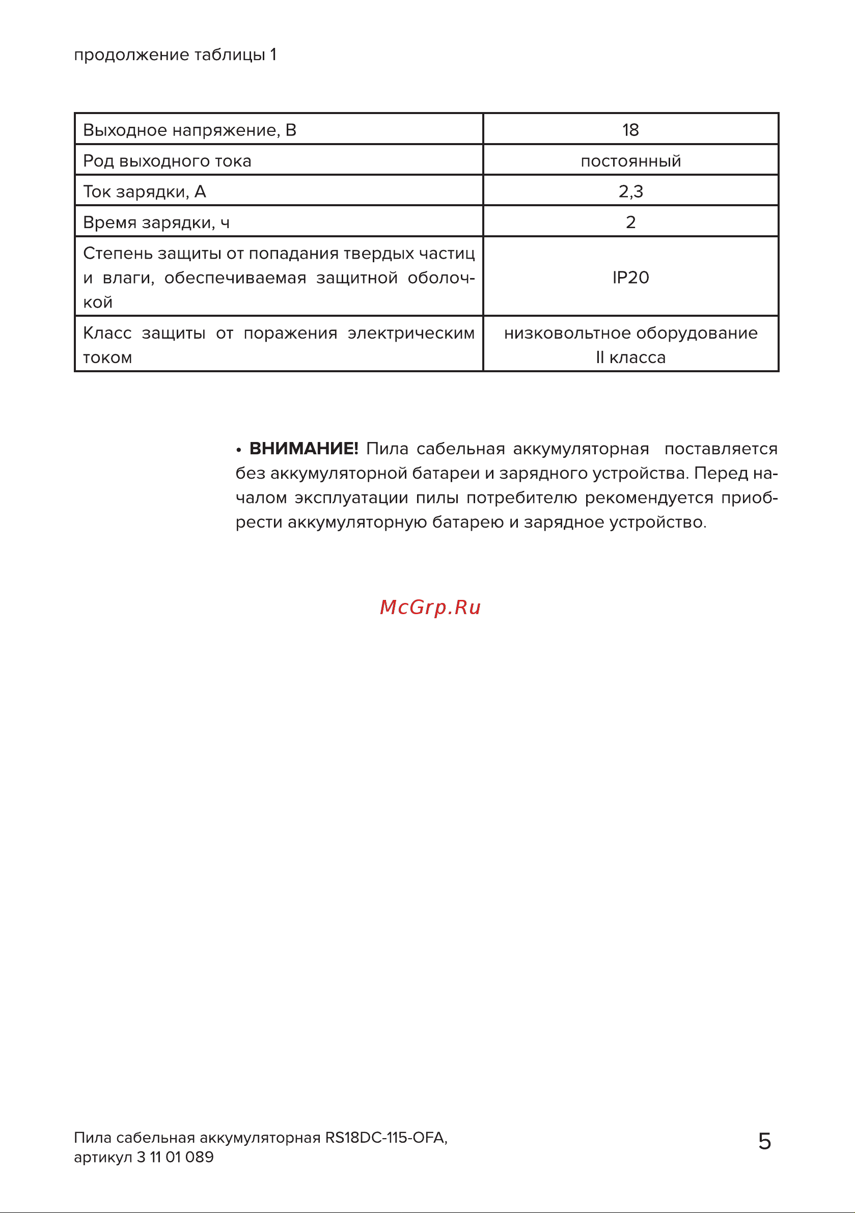 Кратон RS18DC-115-OFA SET Руководство по эксплуатации онлайн [5/30] 884571