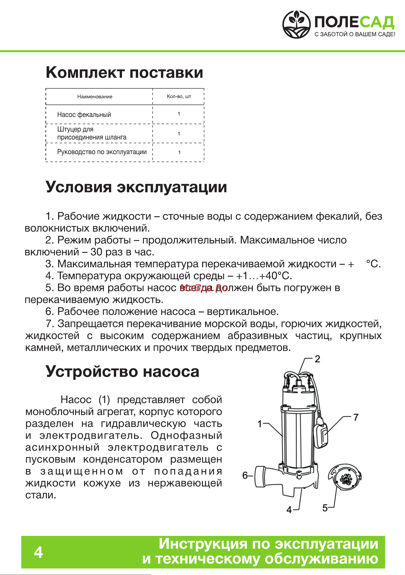 ПОЛЕСАД ФН-950 Руководство по эксплуатации онлайн [4/12] 885290