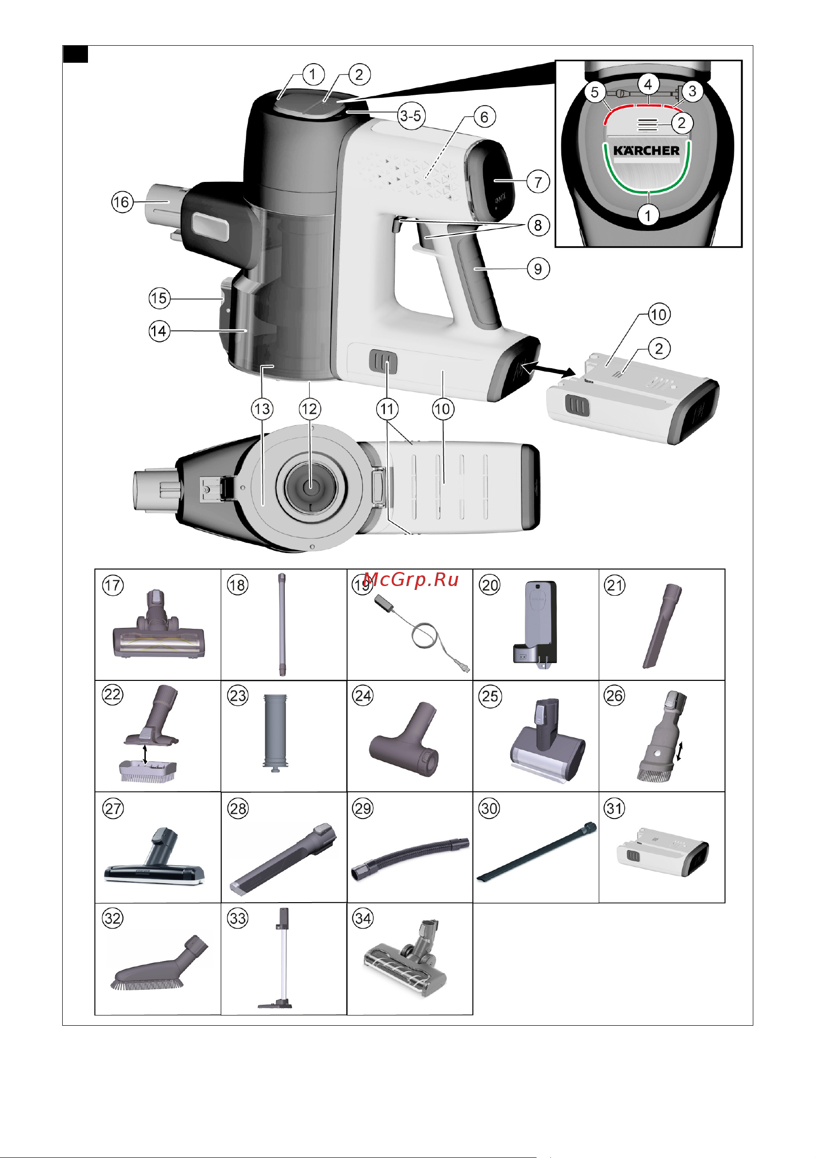 Karcher VC 6 Cordless ourFamily Car Руководство по эксплуатации онлайн [2/184] 885942