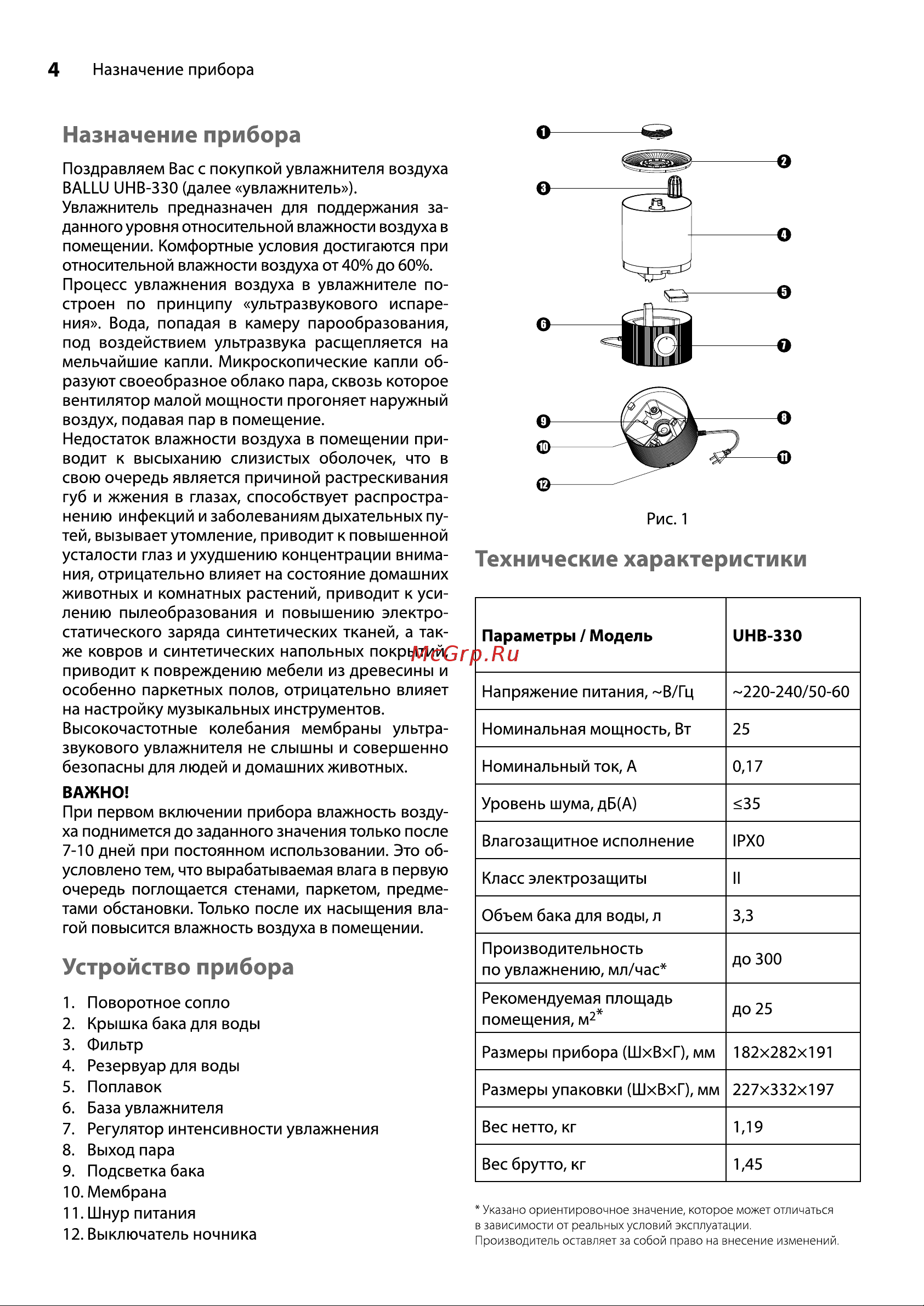 Ballu UHB-330 Руководство по эксплуатации онлайн [4/16] 886099