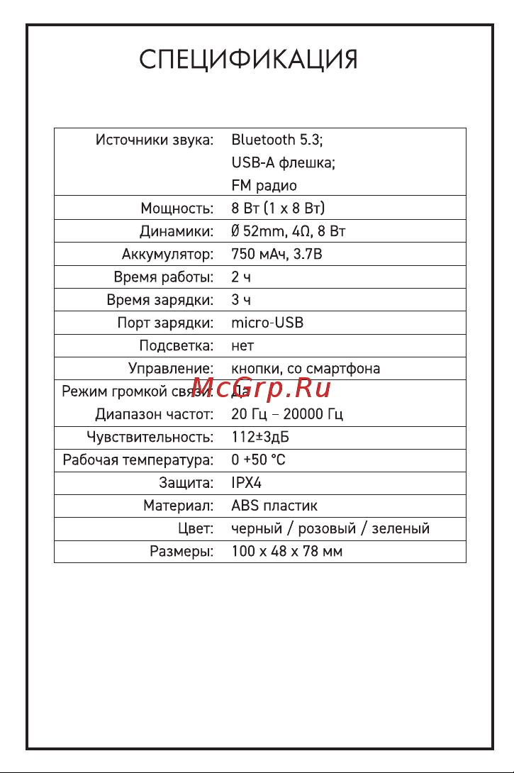 Hiper VOX T1 Green Руководство по эксплуатации онлайн [4/12] 886481