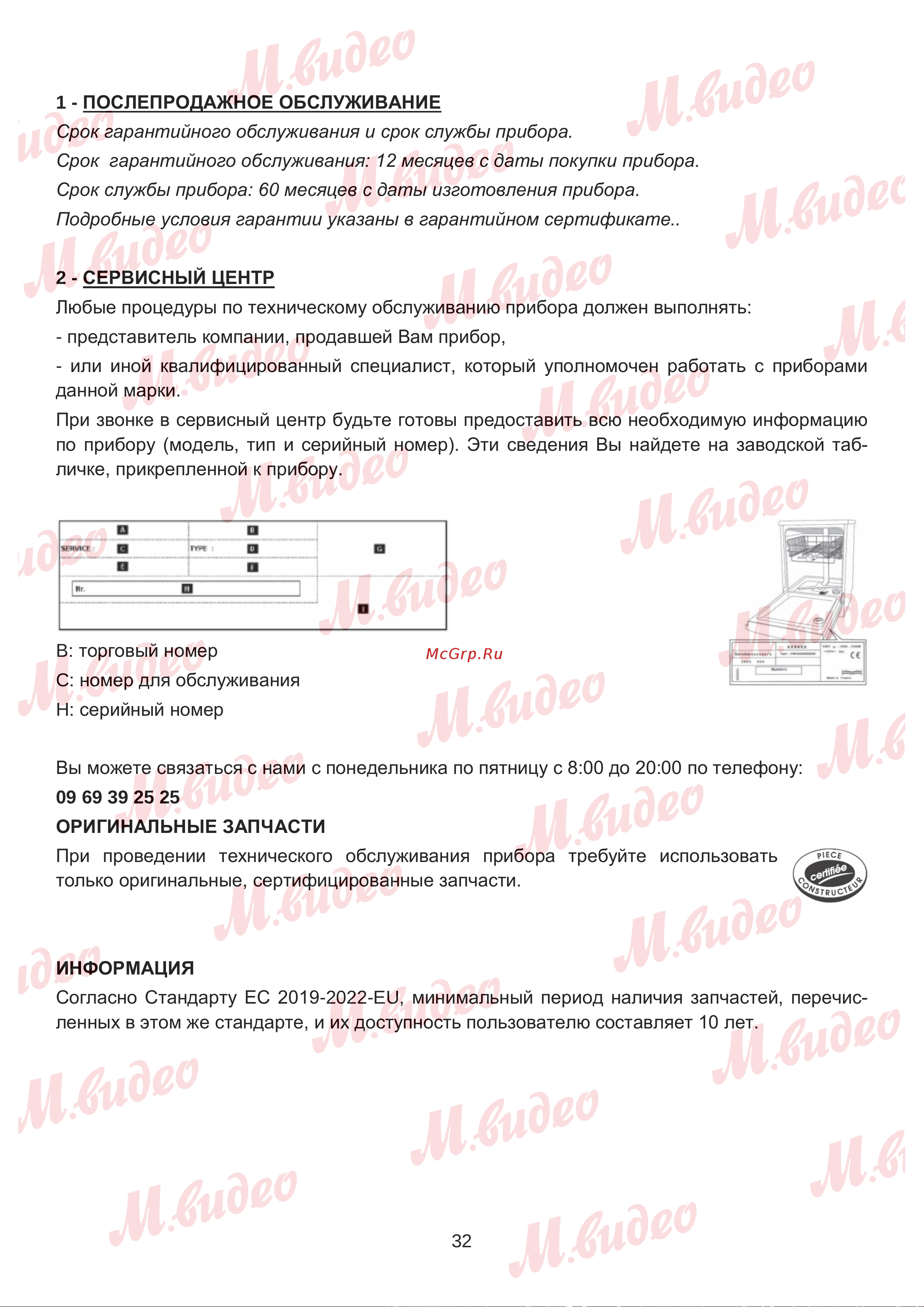 Brandt BKFI1444J Руководство по эксплуатации онлайн [32/32] 887153