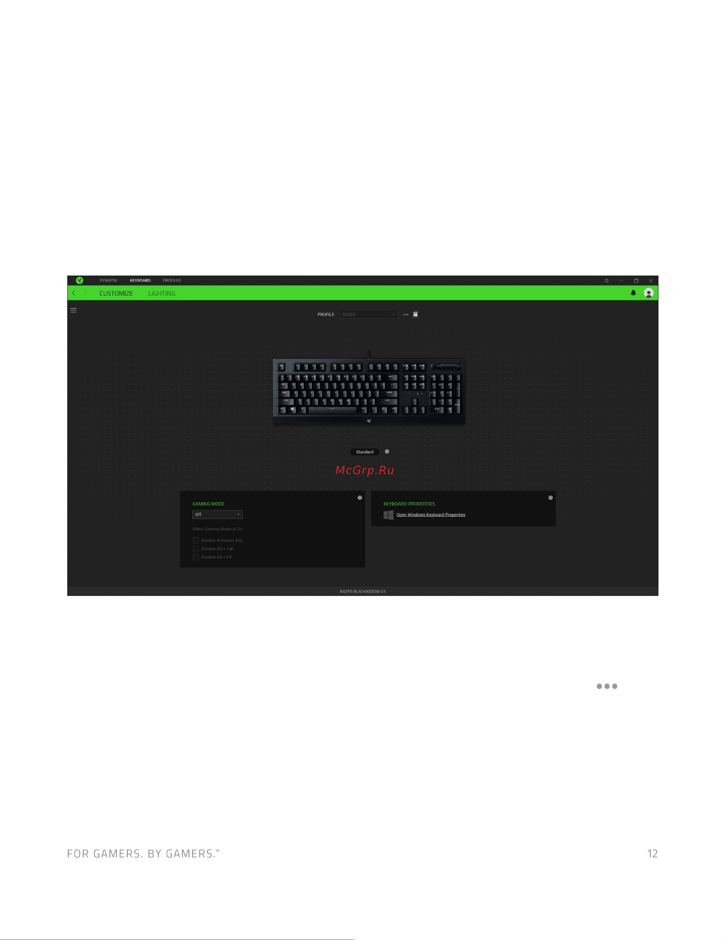 Razer BlackWidow V3 (Green Switch) Руководство по эксплуатации онлайн [12/25] 887338
