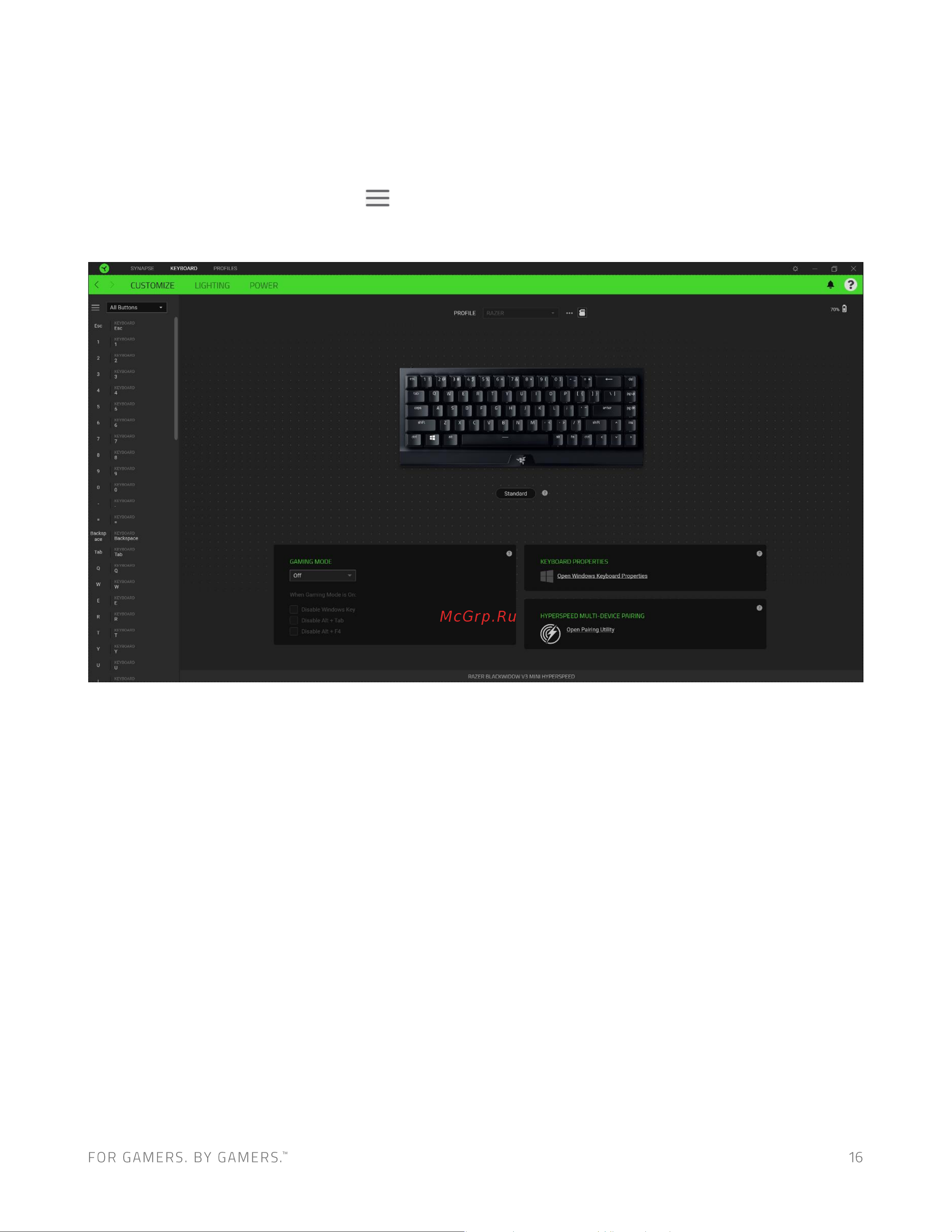 Razer BlackWidow V3 Mini (RZ03-03890700-R3R1) Руководство по эксплуатации онлайн [17/30] 887351