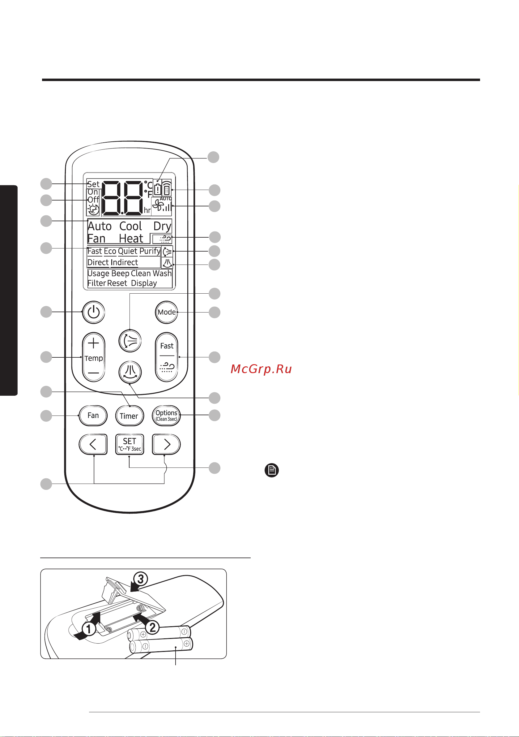 Samsung AR12BSFAMWK Руководство по эксплуатации онлайн [12/48] 887647