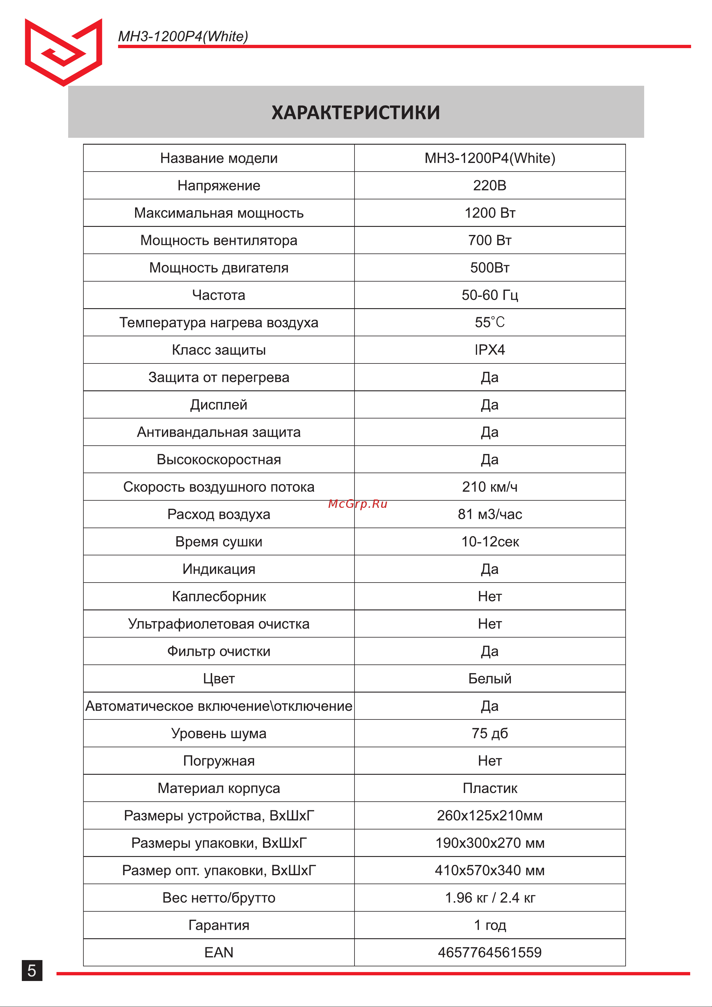 Meyvel MH3-1200P4 Руководство по эксплуатации онлайн [5/12] 888216