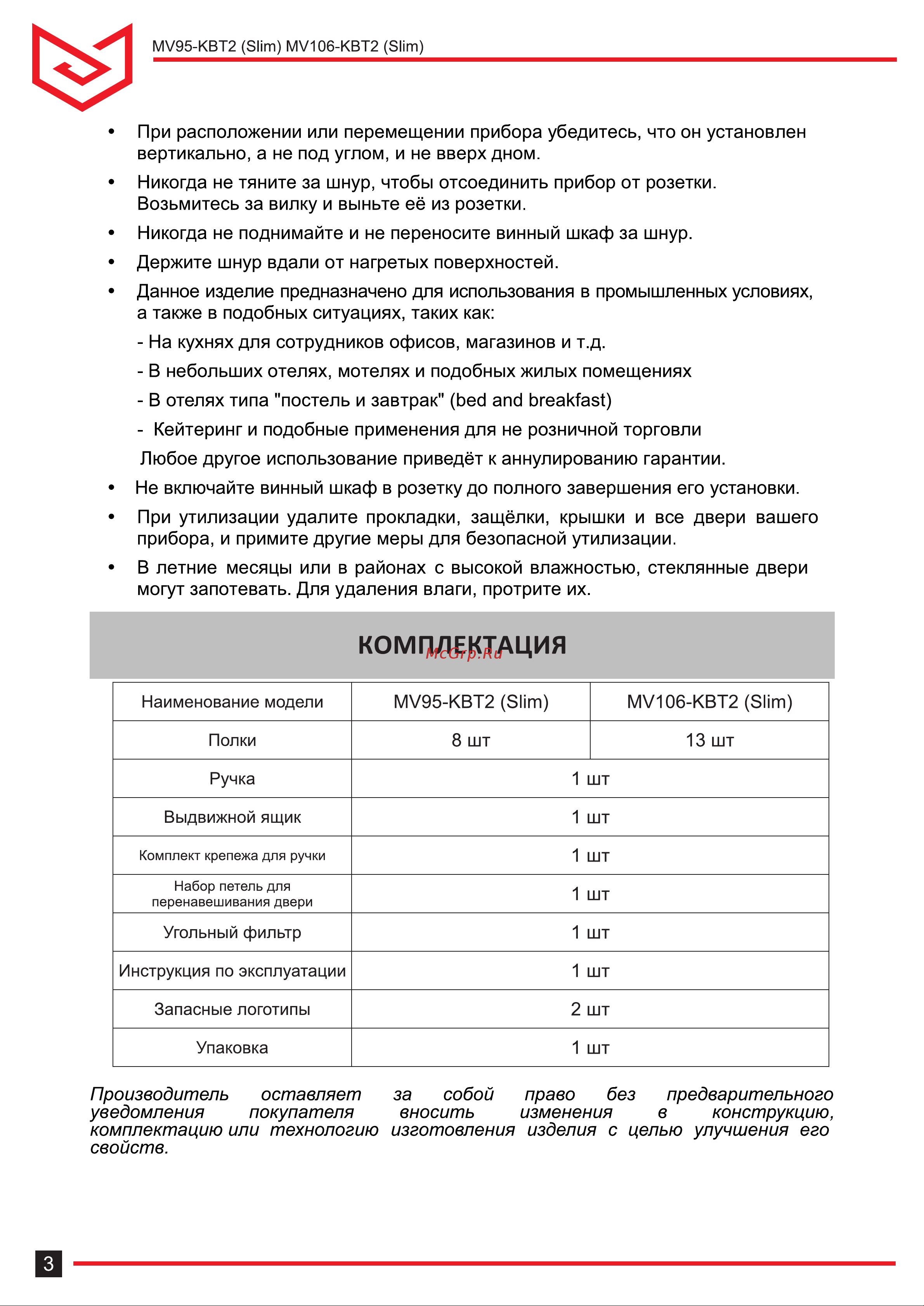 Meyvel MV95-KBT2 (Slim) Руководство по эксплуатации онлайн [3/20] 888758