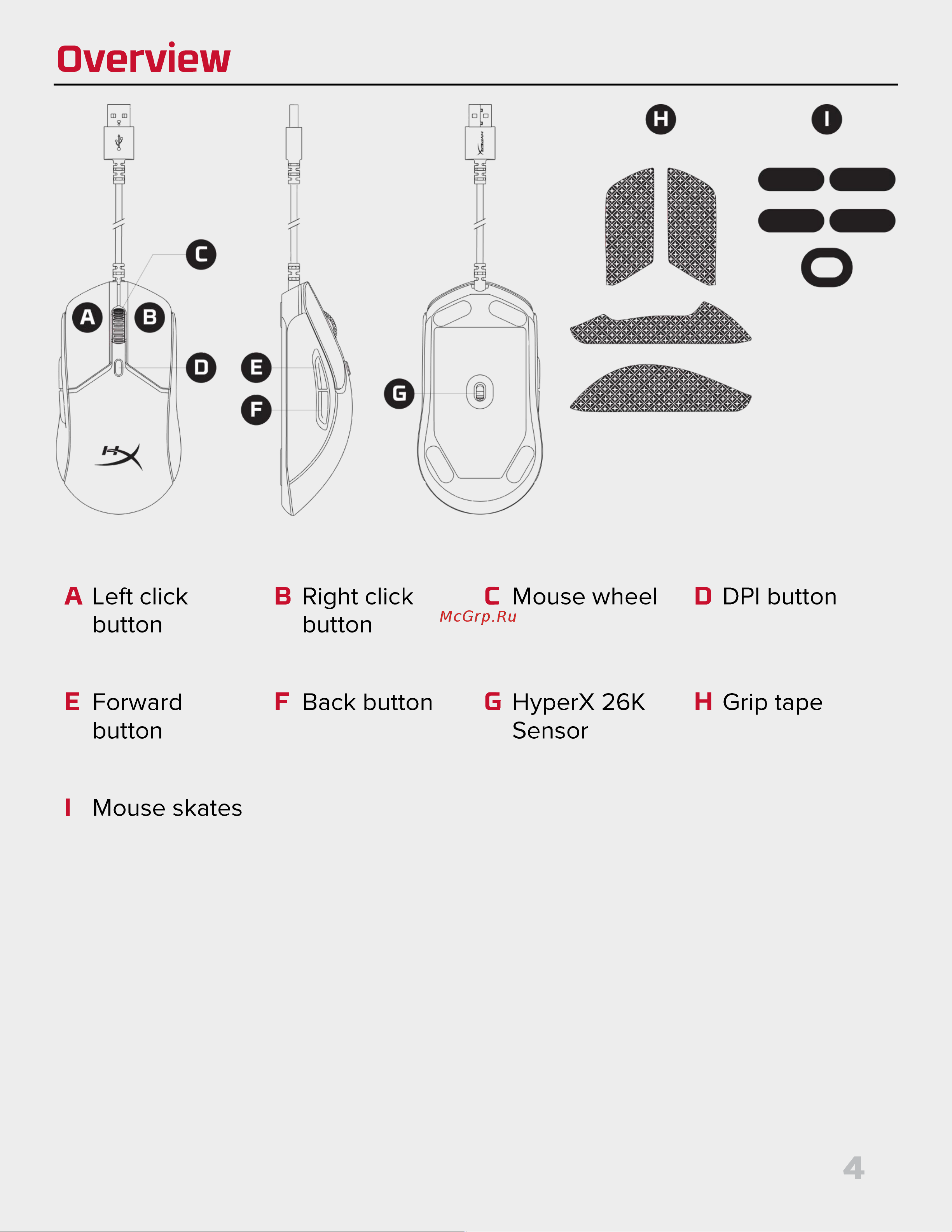 HyperX Pulsefire Haste 2 Black Руководство по эксплуатации онлайн [4/194] 889080