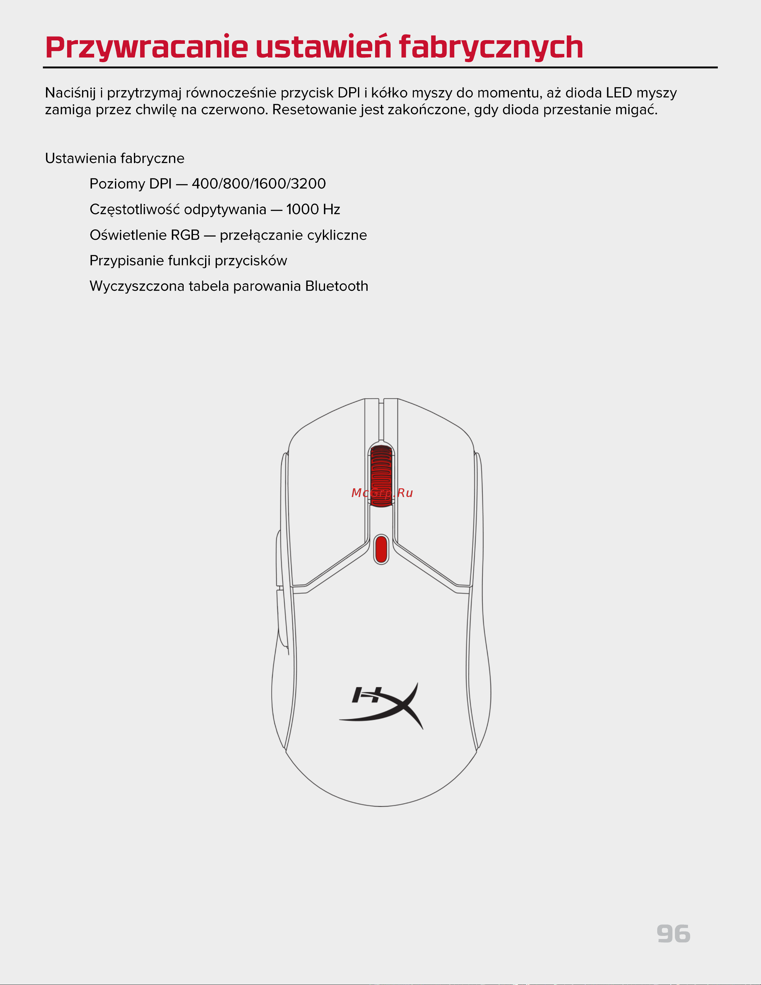 HyperX Pulsefire Haste 2 Wireless Black Руководство по эксплуатации онлайн [96/226] 889100