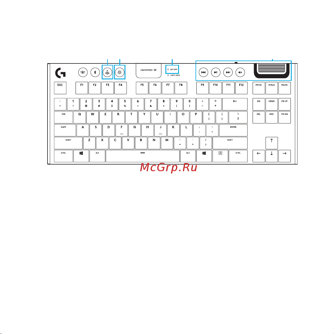 Logitech G913 Tactile (русская раскладка) Руководство по эксплуатации онлайн [259/333] 889131
