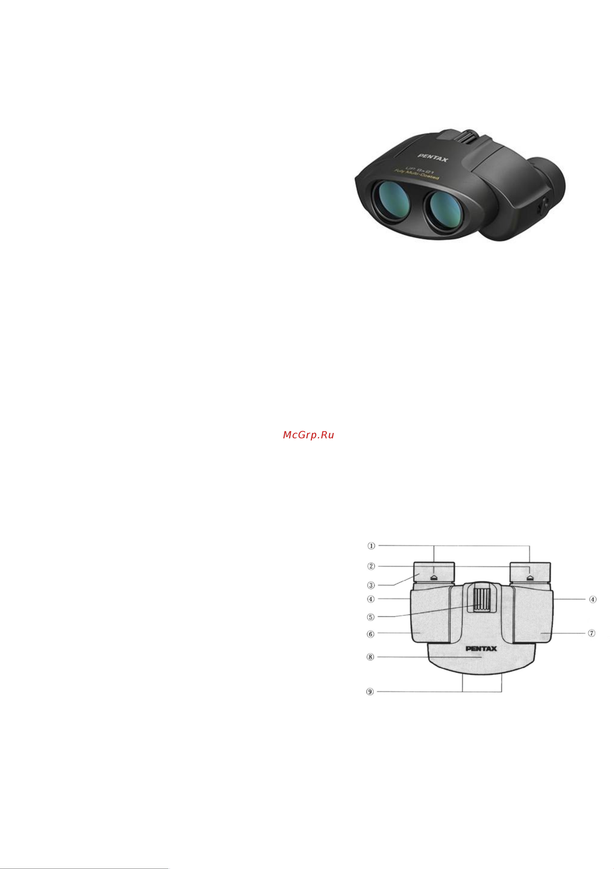 Pentax UP 10x21 BLACK Руководство по эксплуатации онлайн