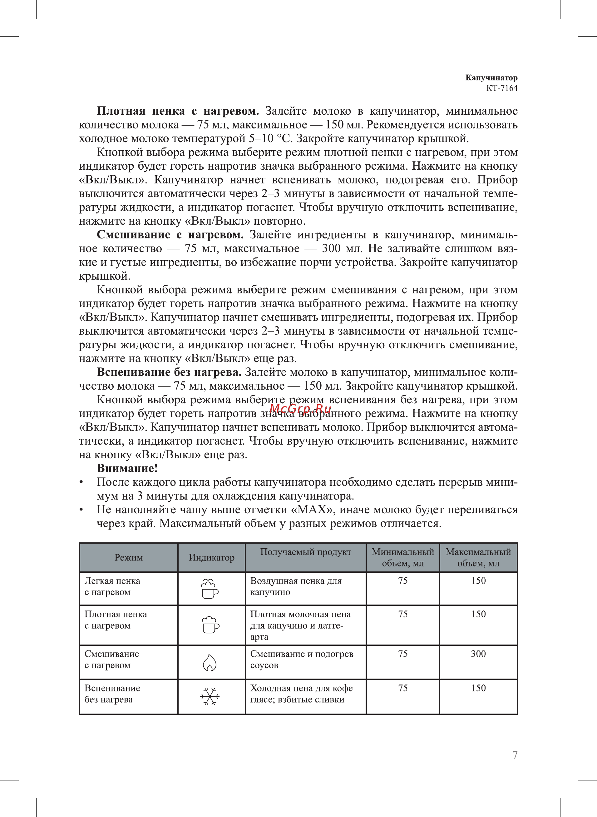 Kitfort КТ-7164 Руководство по эксплуатации онлайн [7/16] 889963