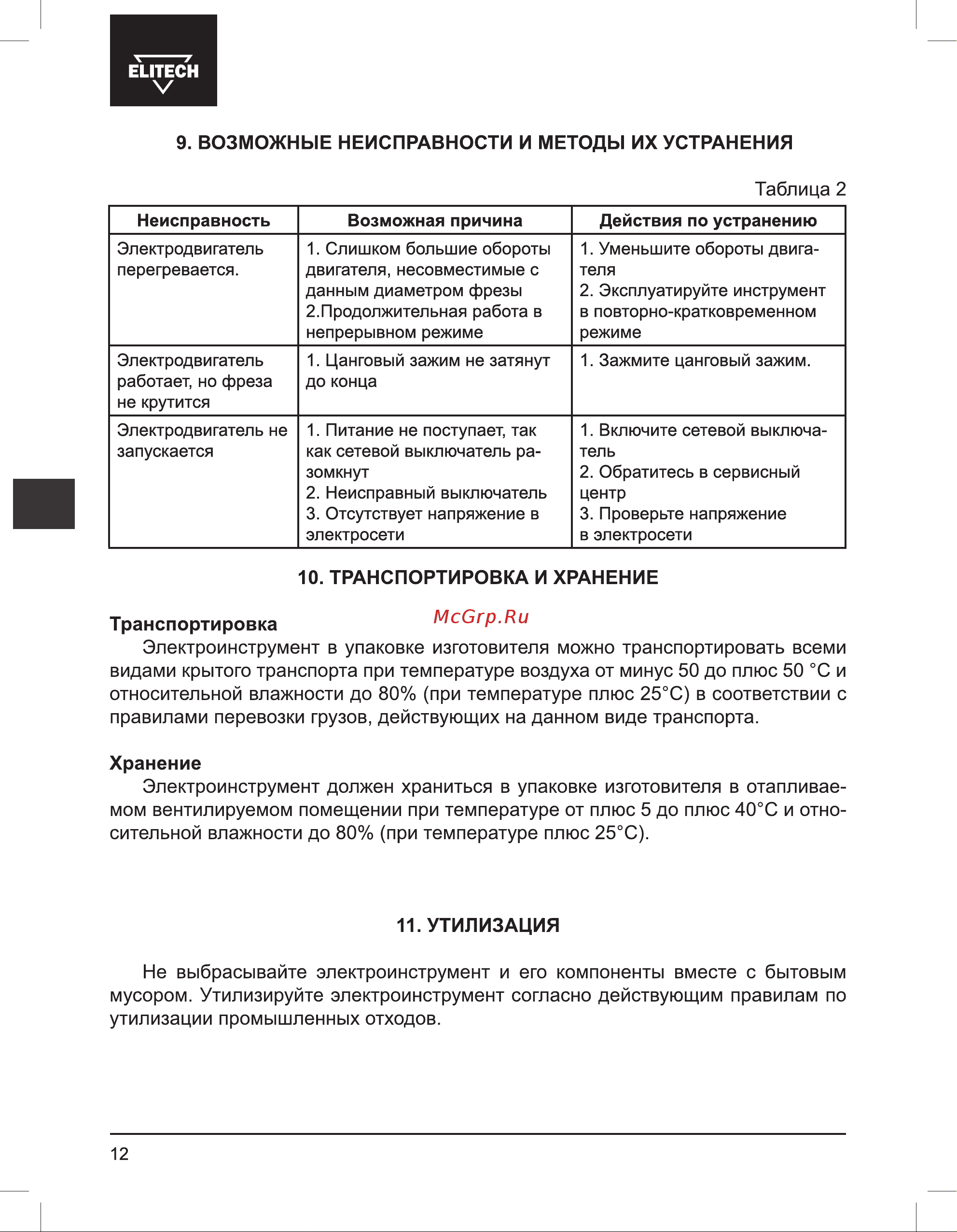 Elitech Ф 140Э Руководство по эксплуатации онлайн [12/64] 890031