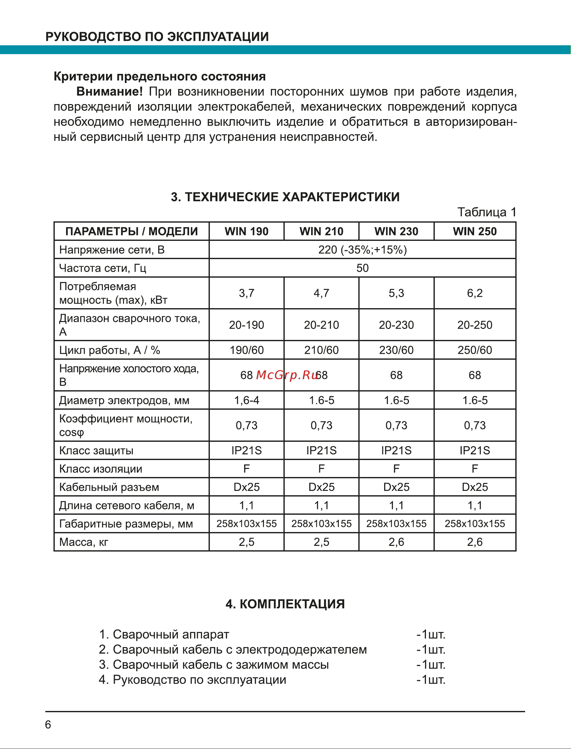 Wert WIN 230  Руководство по эксплуатации онлайн [6/16] 890143
