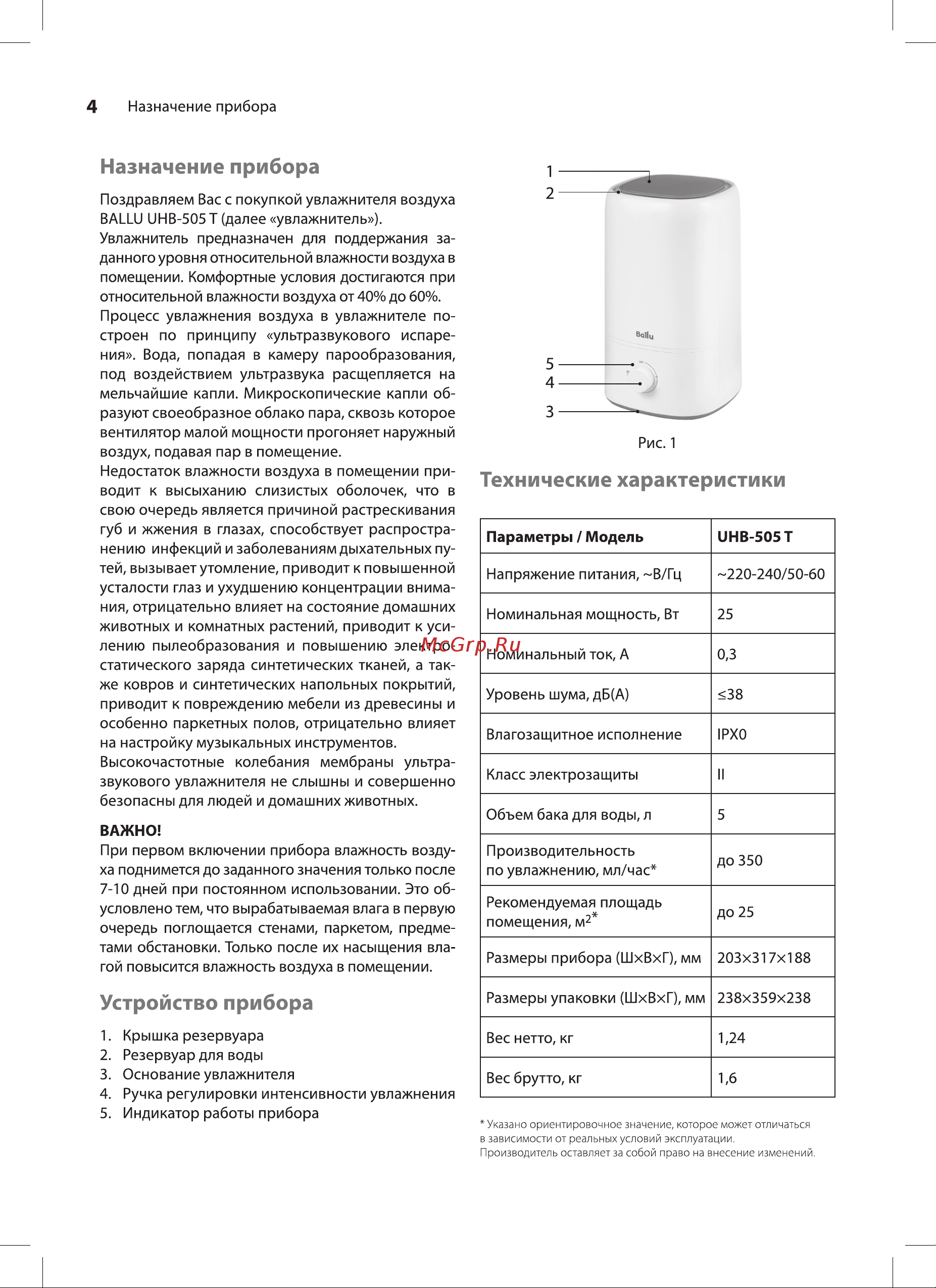 Ballu UHB-505T Руководство по эксплуатации онлайн [4/16] 890582