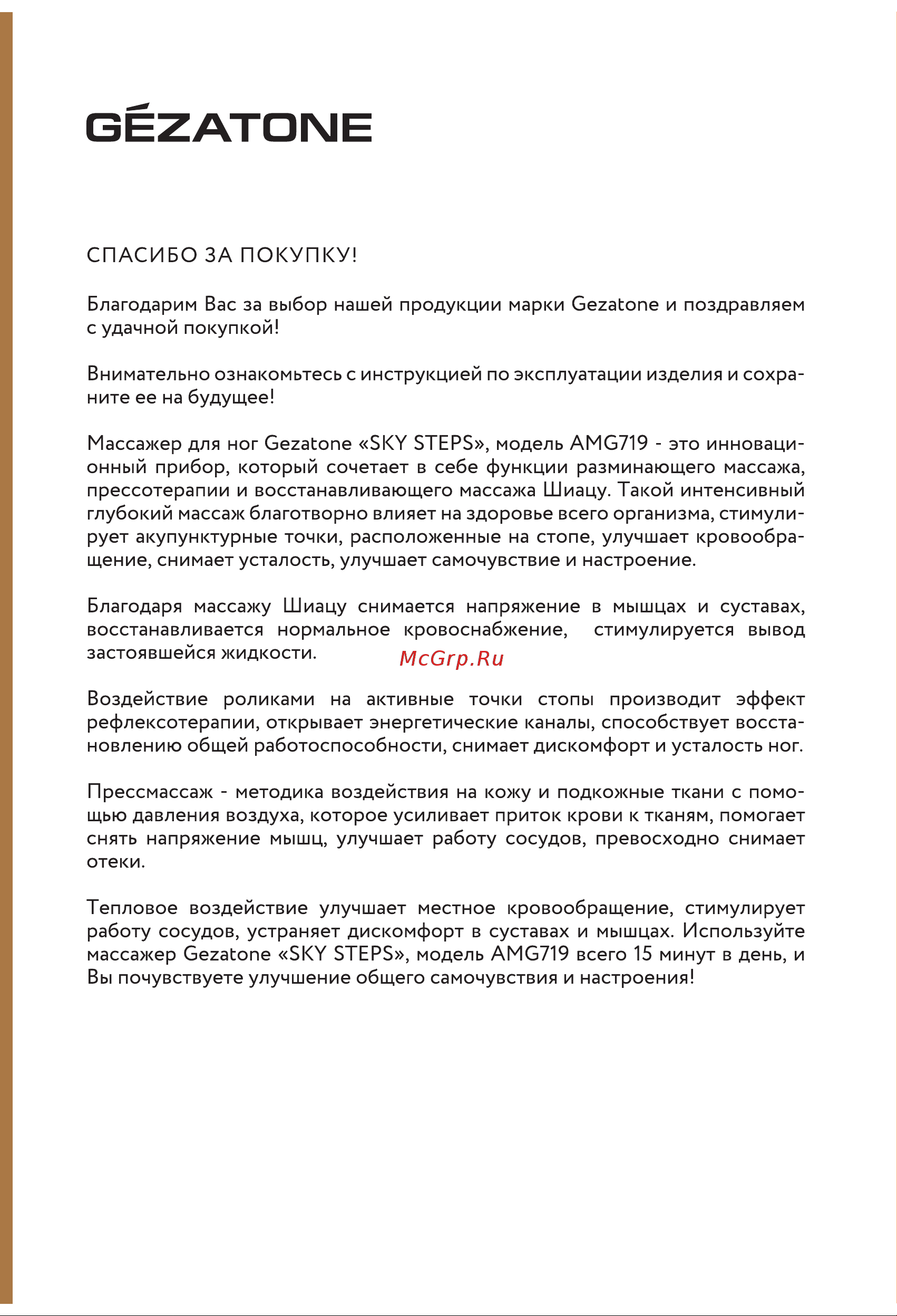 Gezatone AMG719 Руководство по эксплуатации онлайн [2/12] 891549