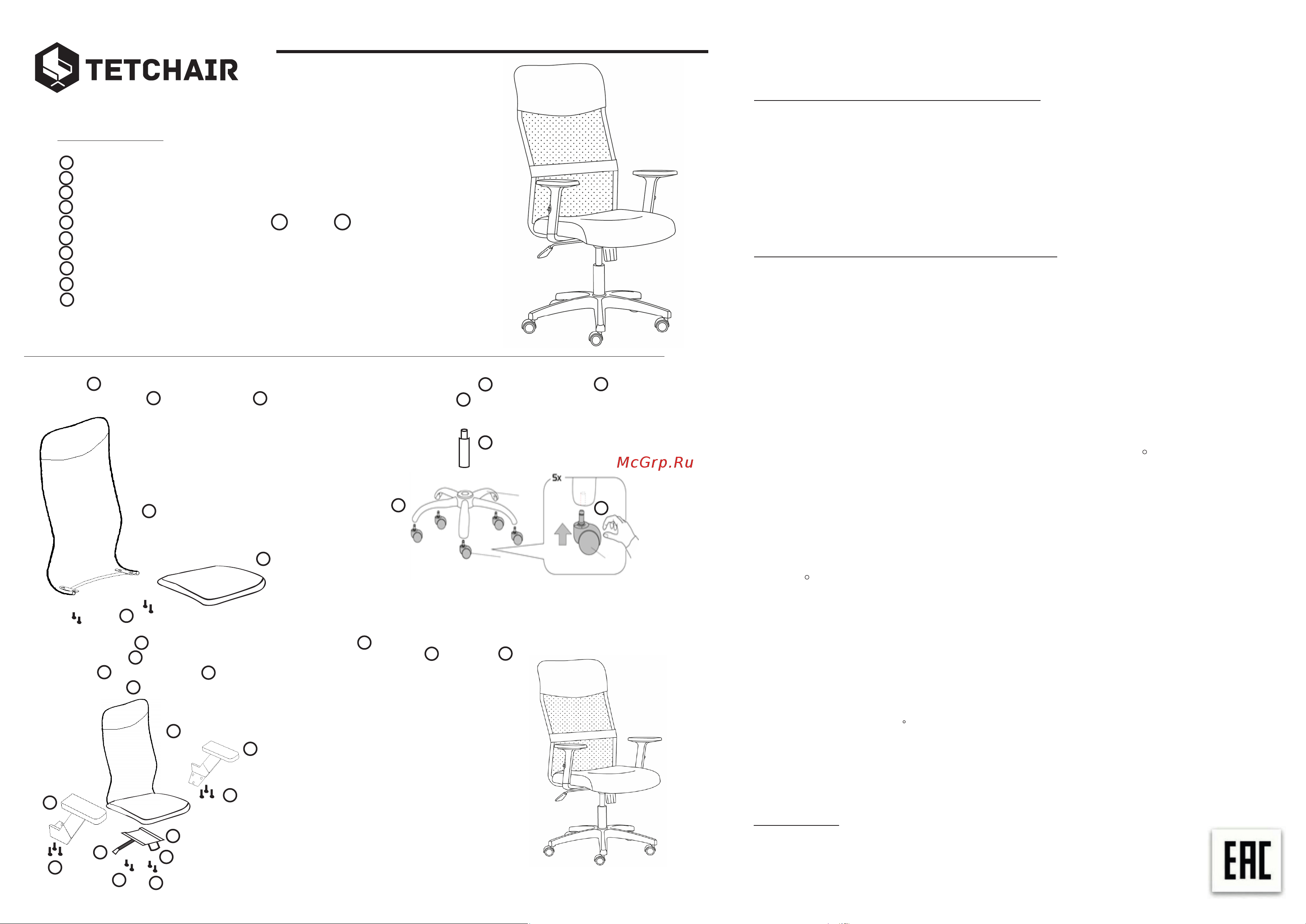 Tetchair TW-11 Руководство по эксплуатации онлайн