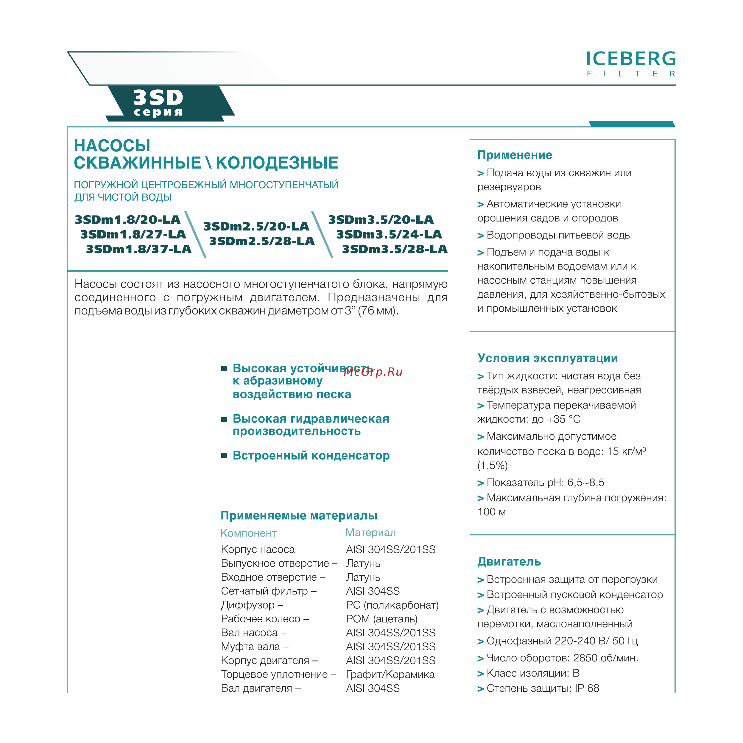 ICEBERG FILTER 3SDm3.5/28-LA Руководство по эксплуатации онлайн