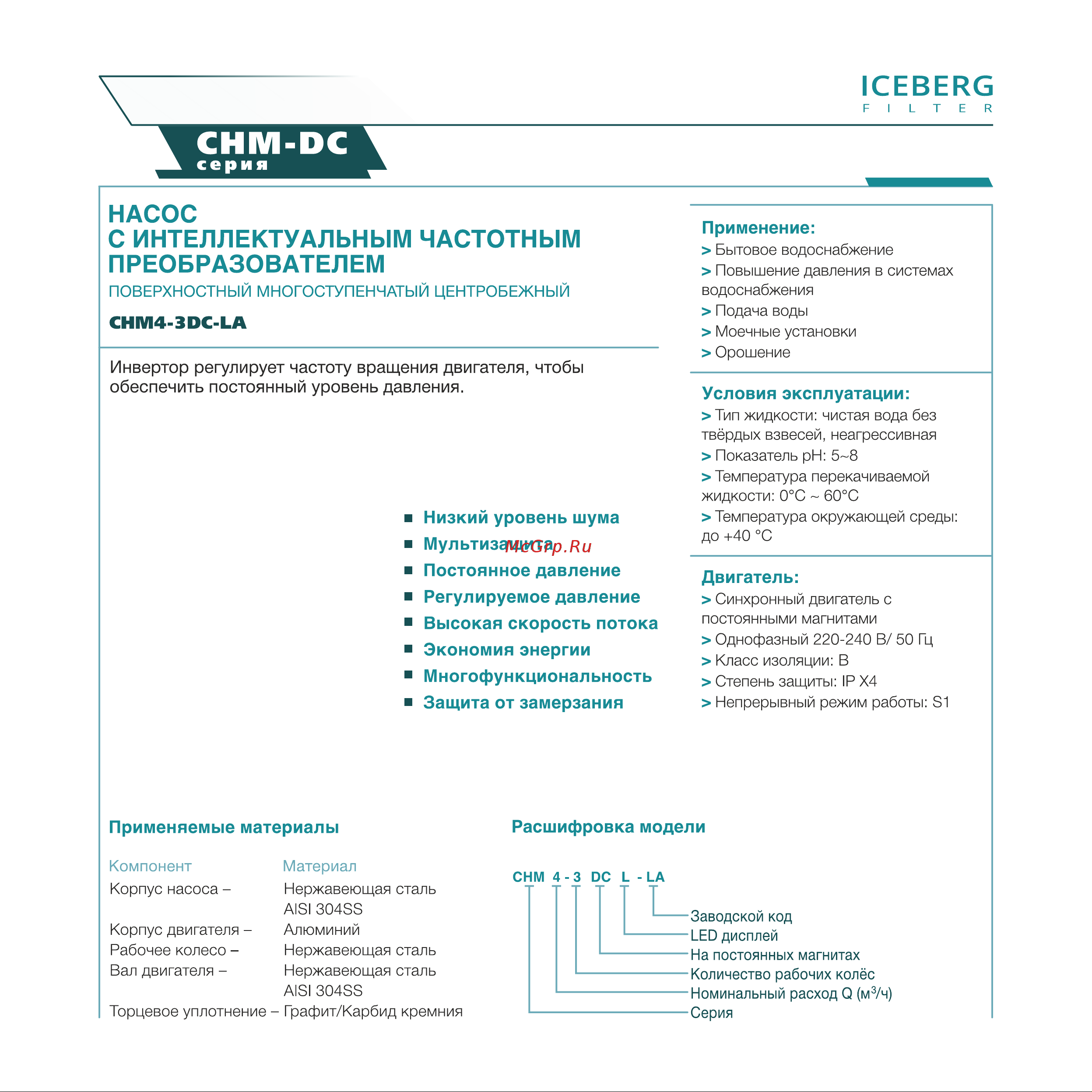 ICEBERG FILTER CHM4-3DC-LA Руководство по эксплуатации онлайн