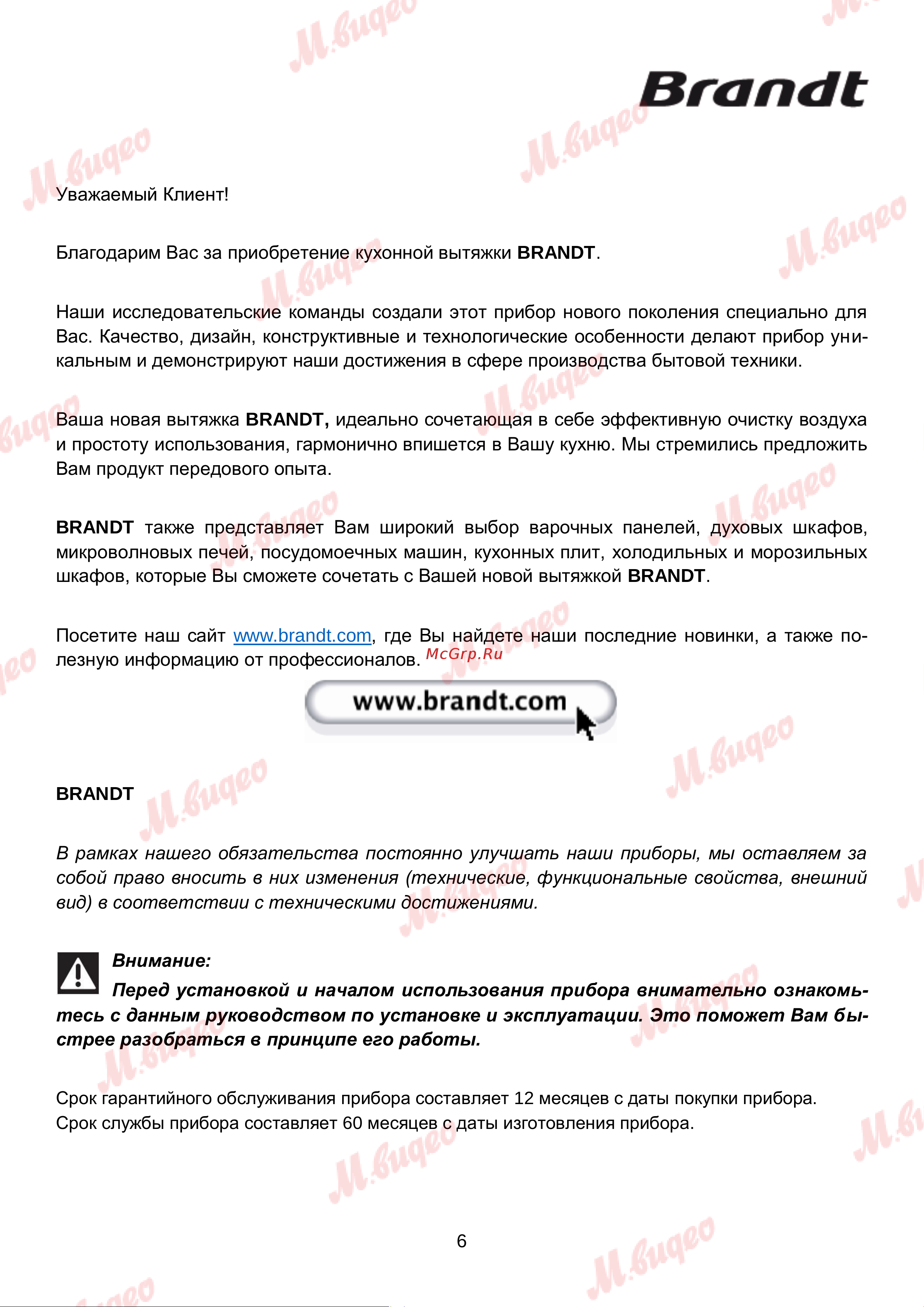 Brandt BHI2353G Руководство по эксплуатации онлайн [6/15] 893049