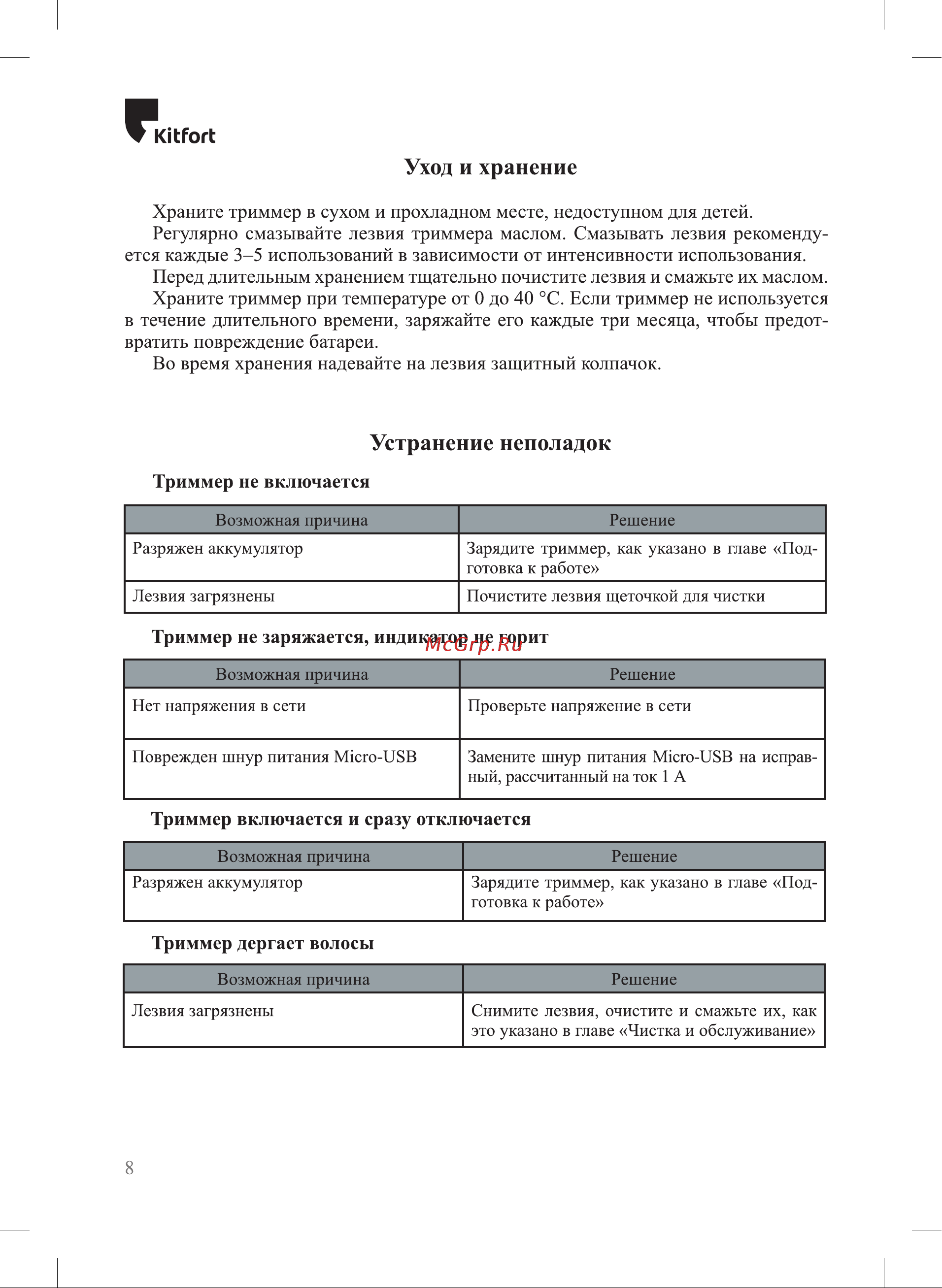 Kitfort КТ-3124-3 Руководство по эксплуатации онлайн [8/12] 897596