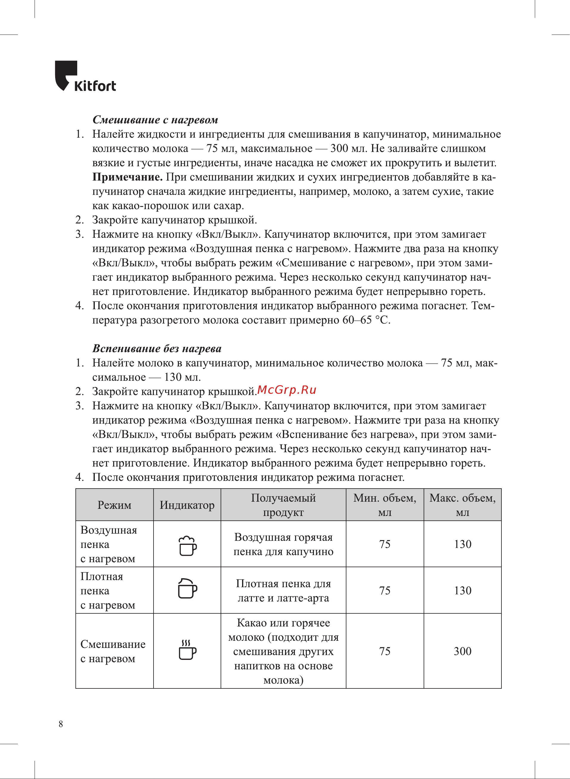 Kitfort КТ-7197 Руководство по эксплуатации онлайн [8/16] 897290