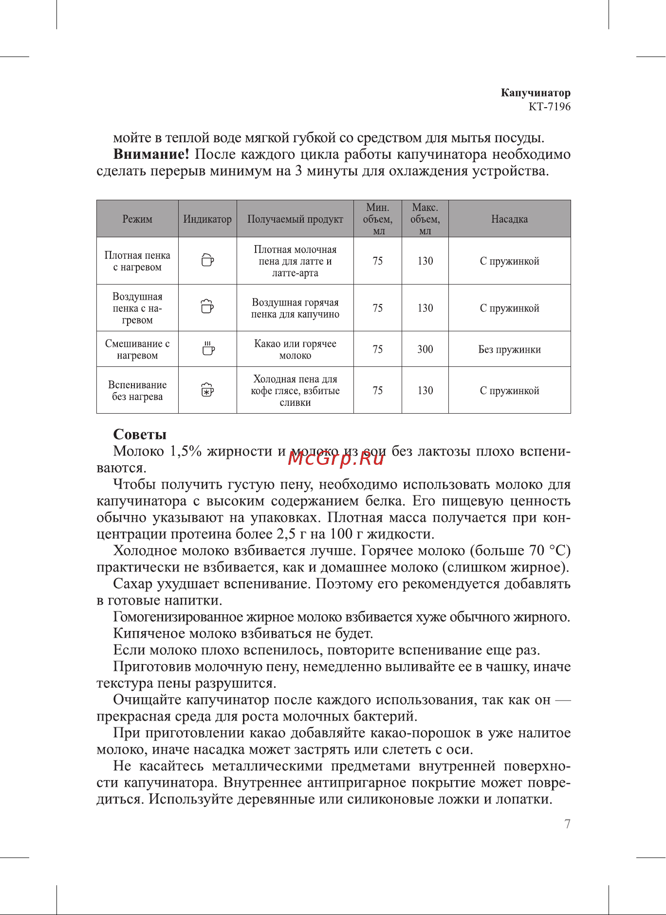 Kitfort КТ-7196 Руководство по эксплуатации онлайн [7/16] 897291