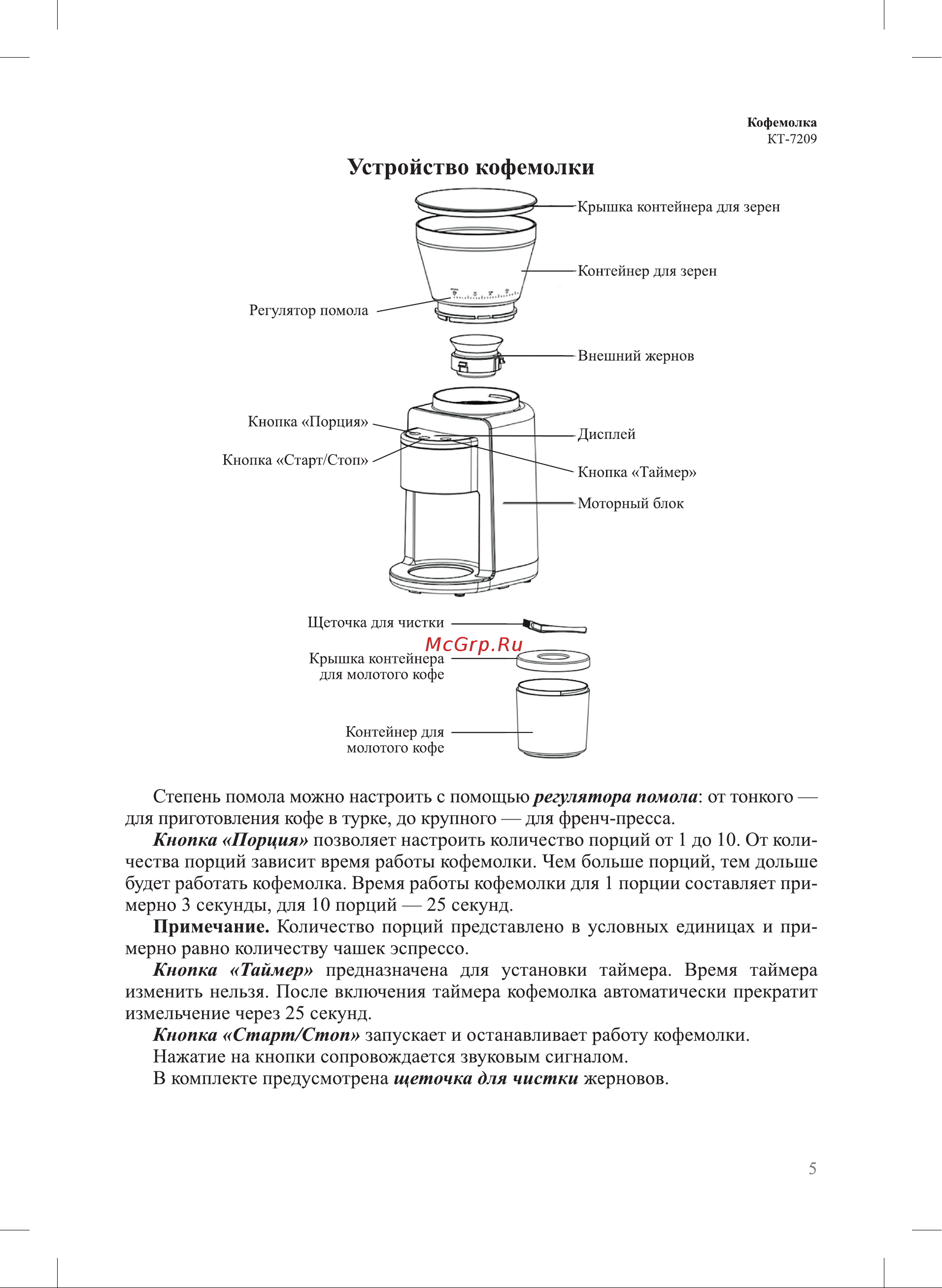 Kitfort КТ-7209-3 синяя Руководство по эксплуатации онлайн [5/16] 897385
